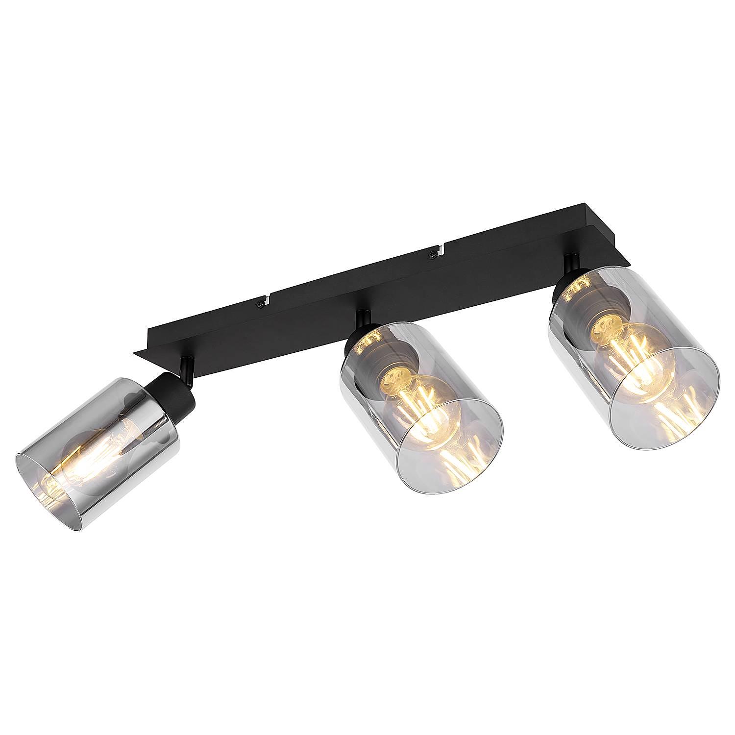 3-Flammig Hadera Deckenstrahler Farbglas Eisen 0