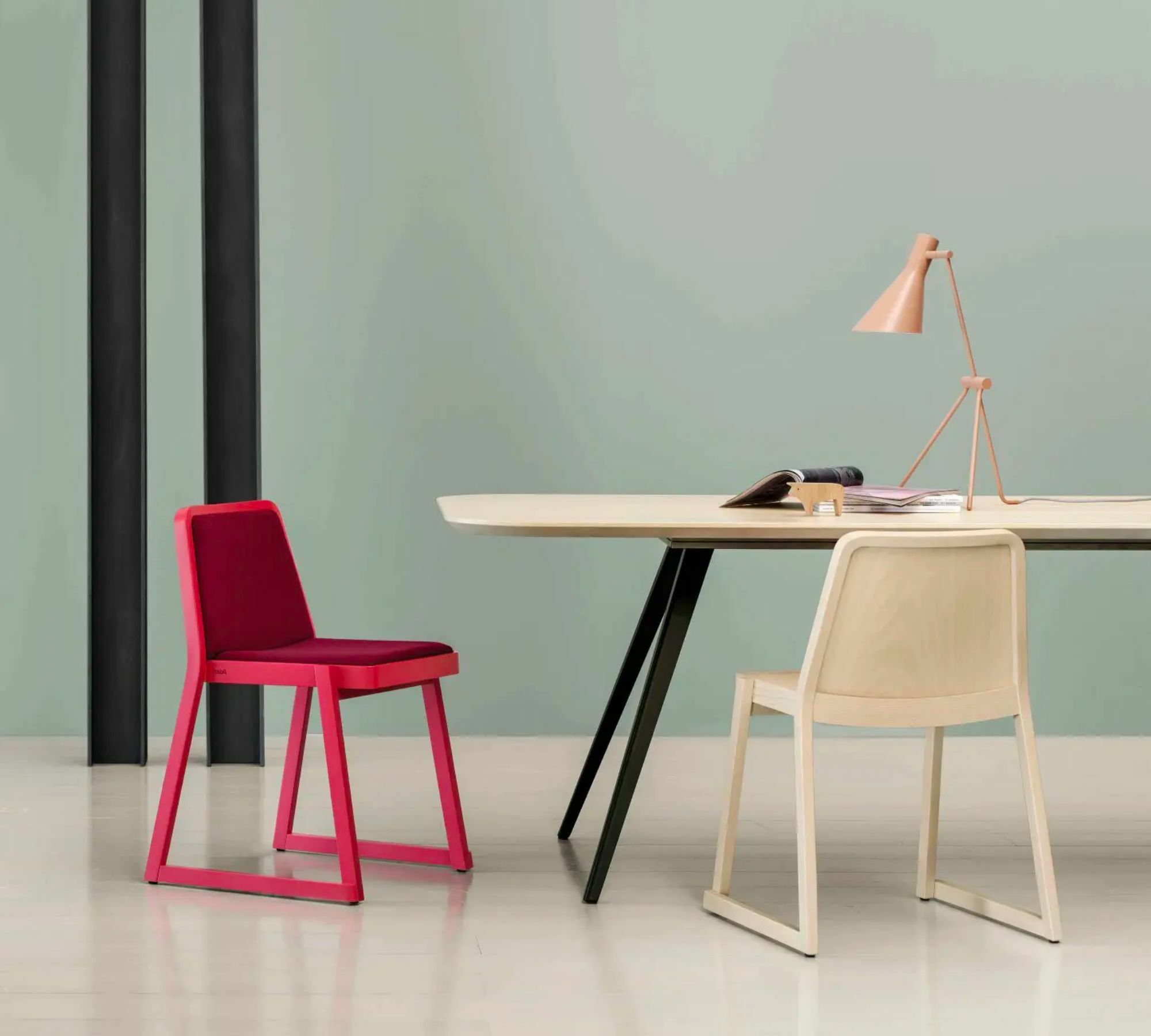 2x Roxanne Chair Wood Textile Red 4