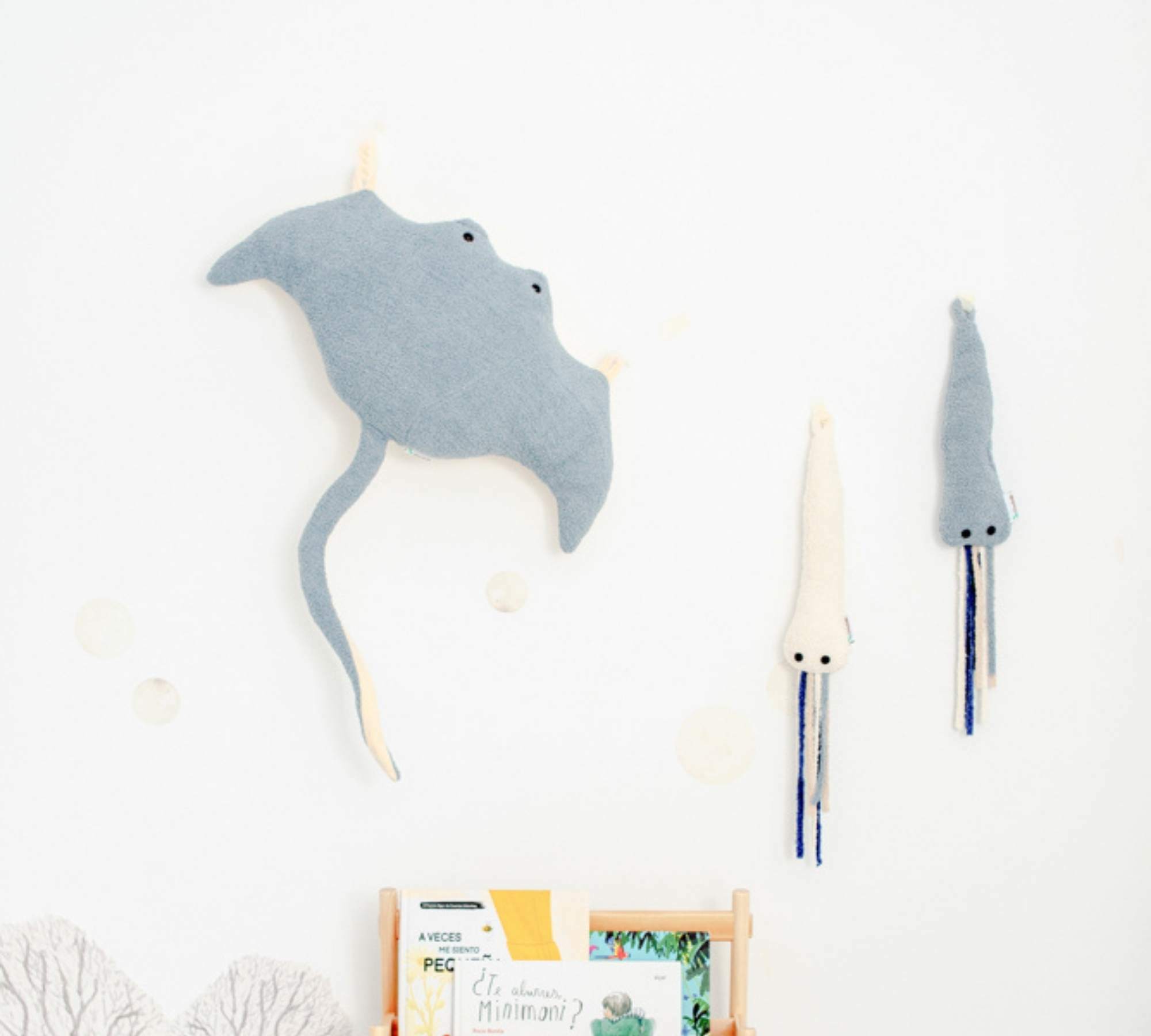 2x Mini Octopus & Manta Ray Plush toy Cotton Blue 0