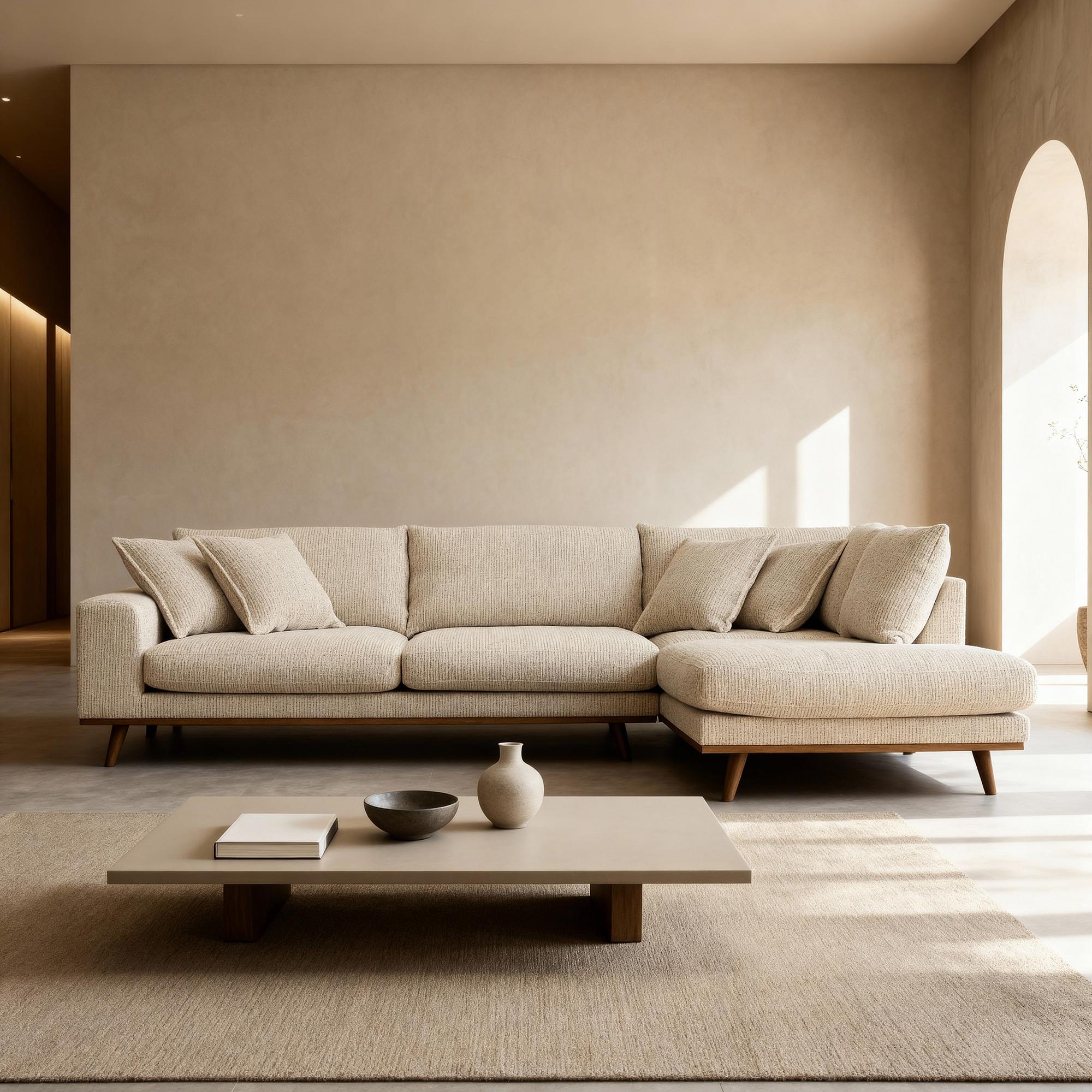 Corner Sofa Harper 3-Seater Right Beige 0