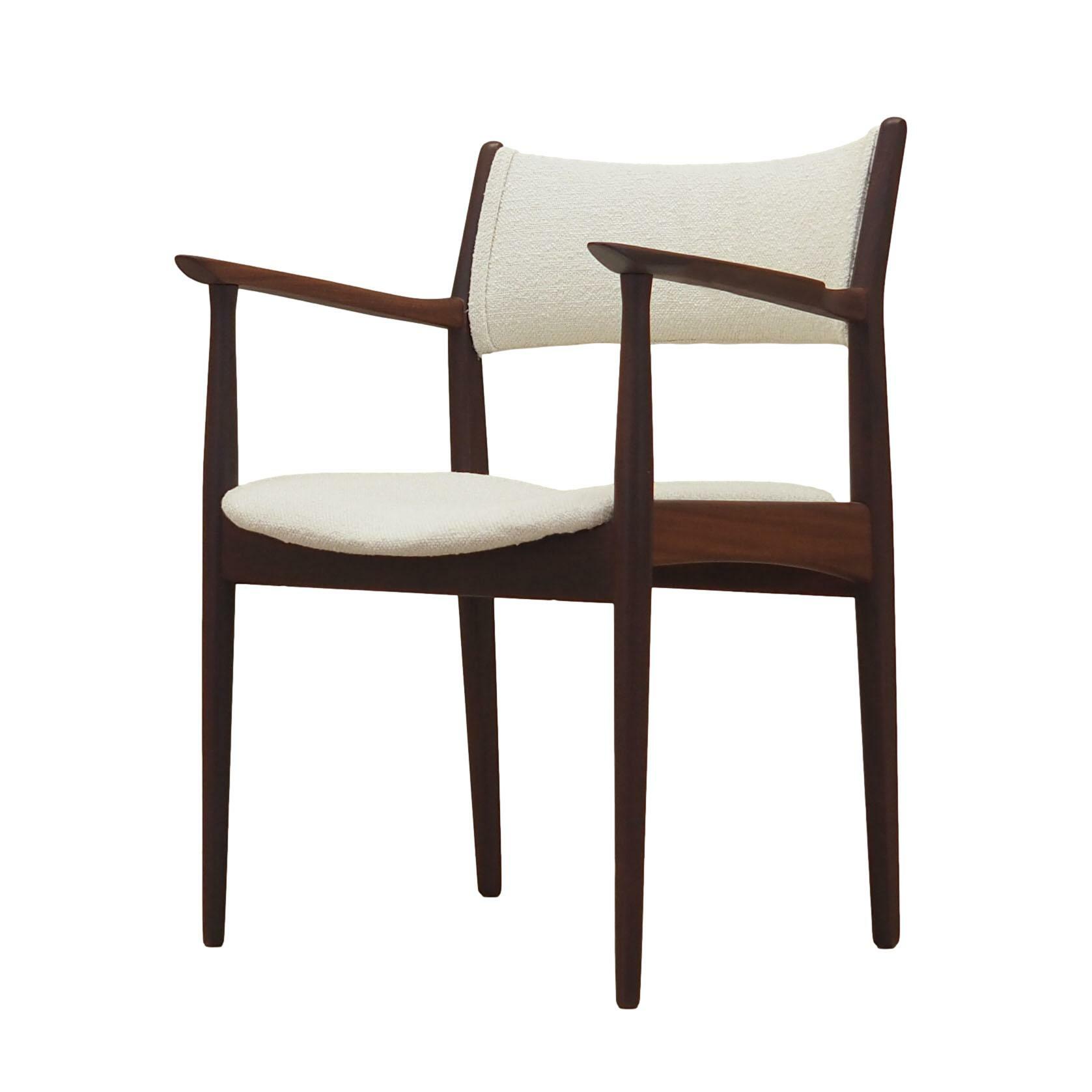 Vintage armchair Teak wood Textile Cream 1960s 0