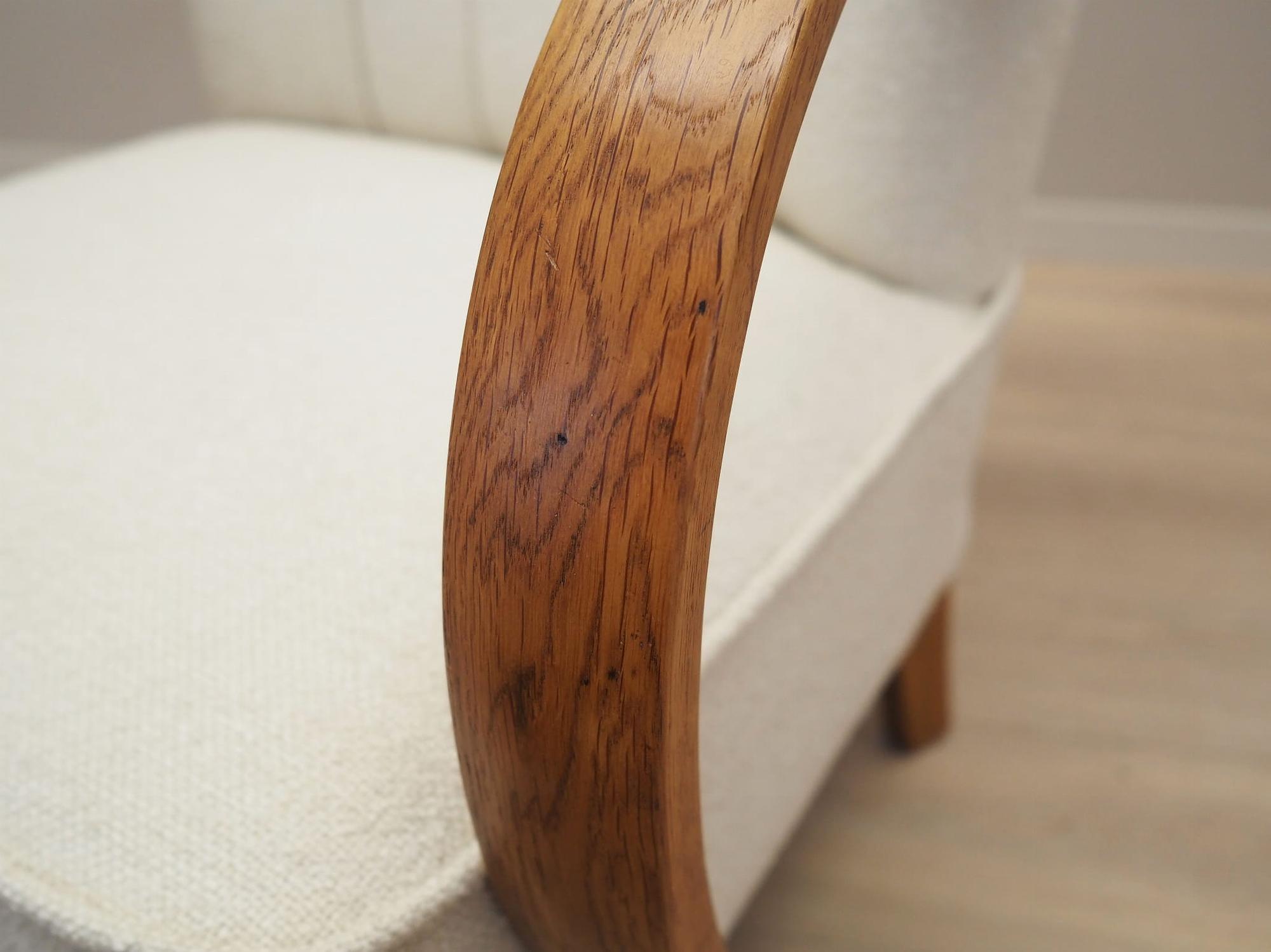 Vintage armchair oak wood textile cream 1950s 13