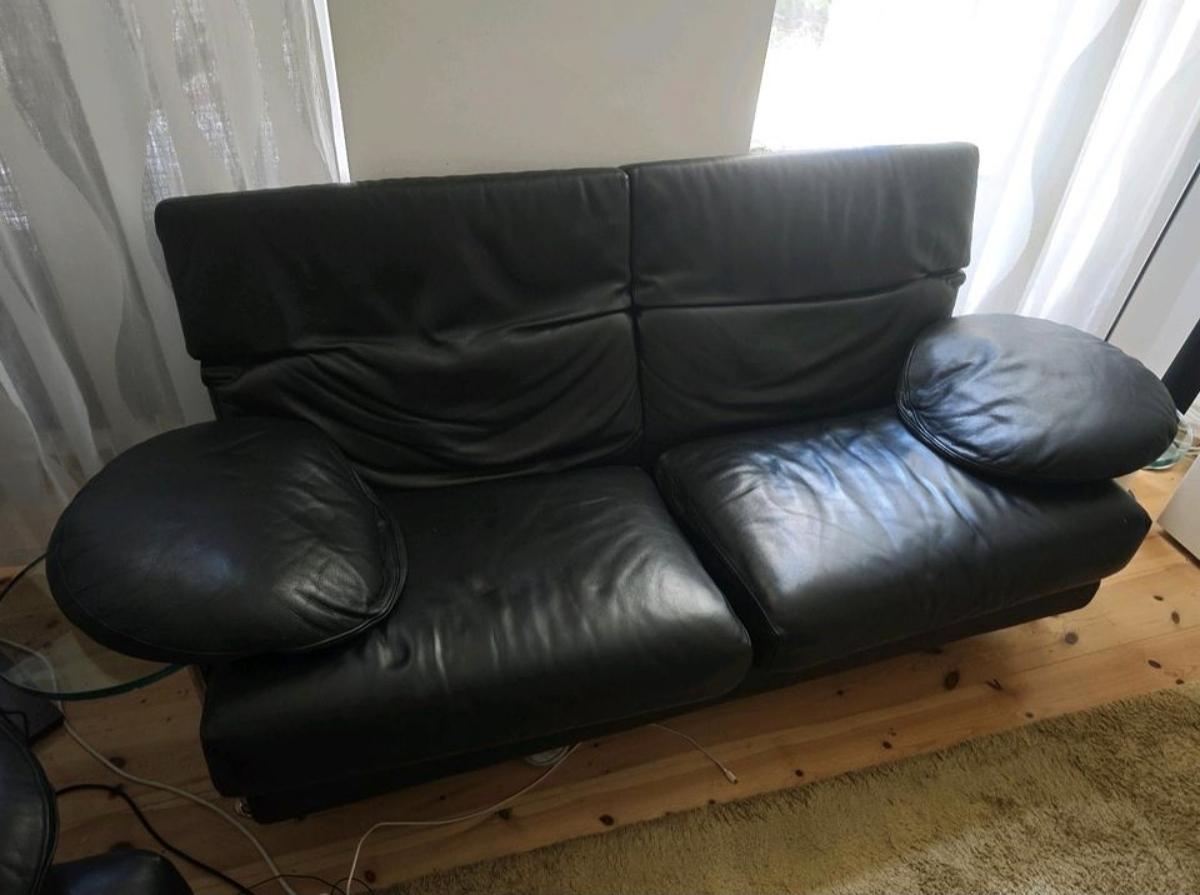 2x Couch Echtleder Schwarz 1
