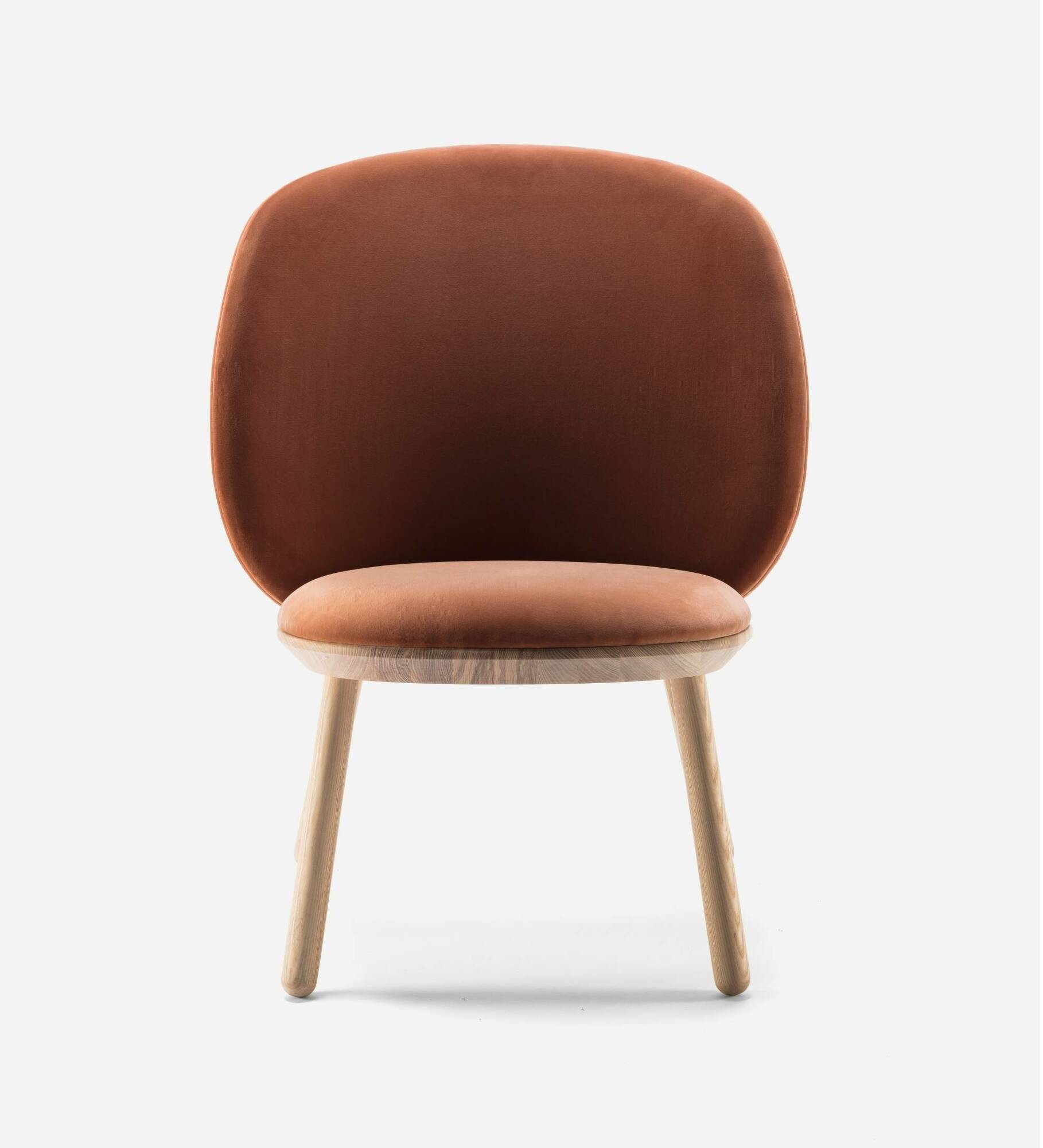 Loungestuhl Eschenholz Velour Terracotta 1