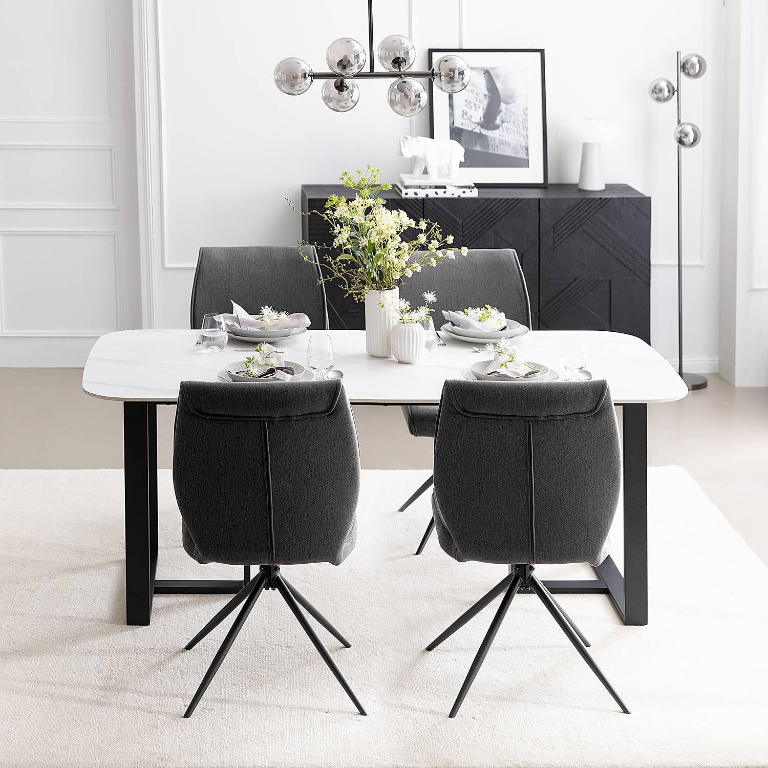 Upholstered chair Ustuna set of 2 flatweave grey 2