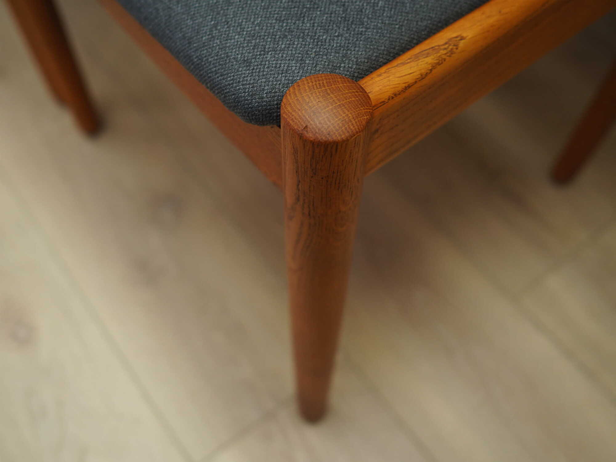 6x Vintage Chair Teak Wood Textile Brown 1970s 8