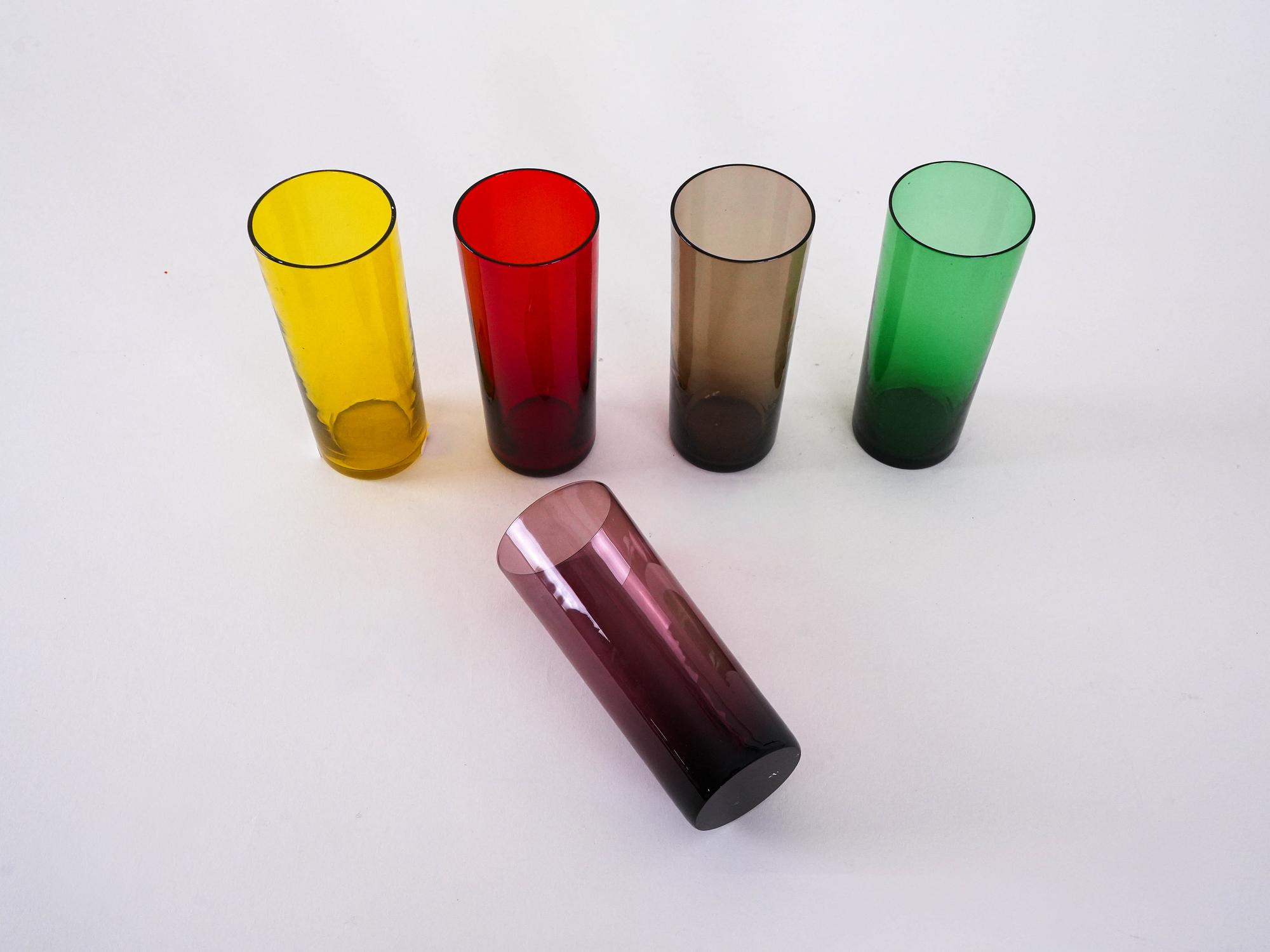 Glass Set Multicolored 1960s 5