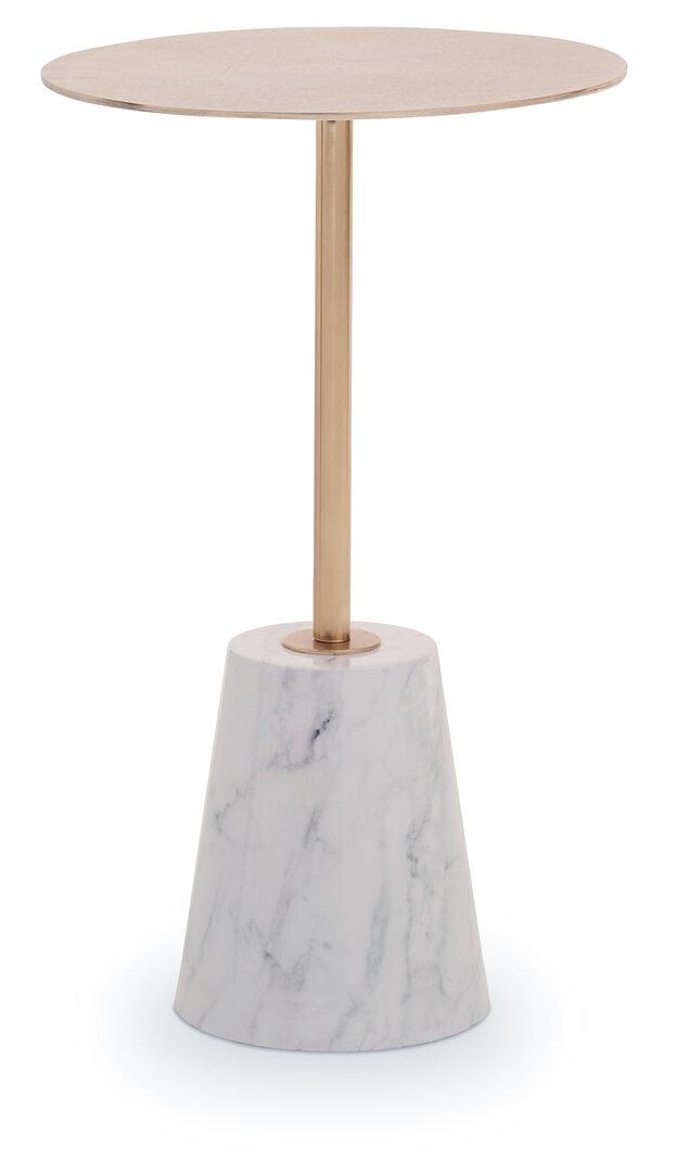 Avola Tavolino Rotondo Marmo Bianco Oro 0