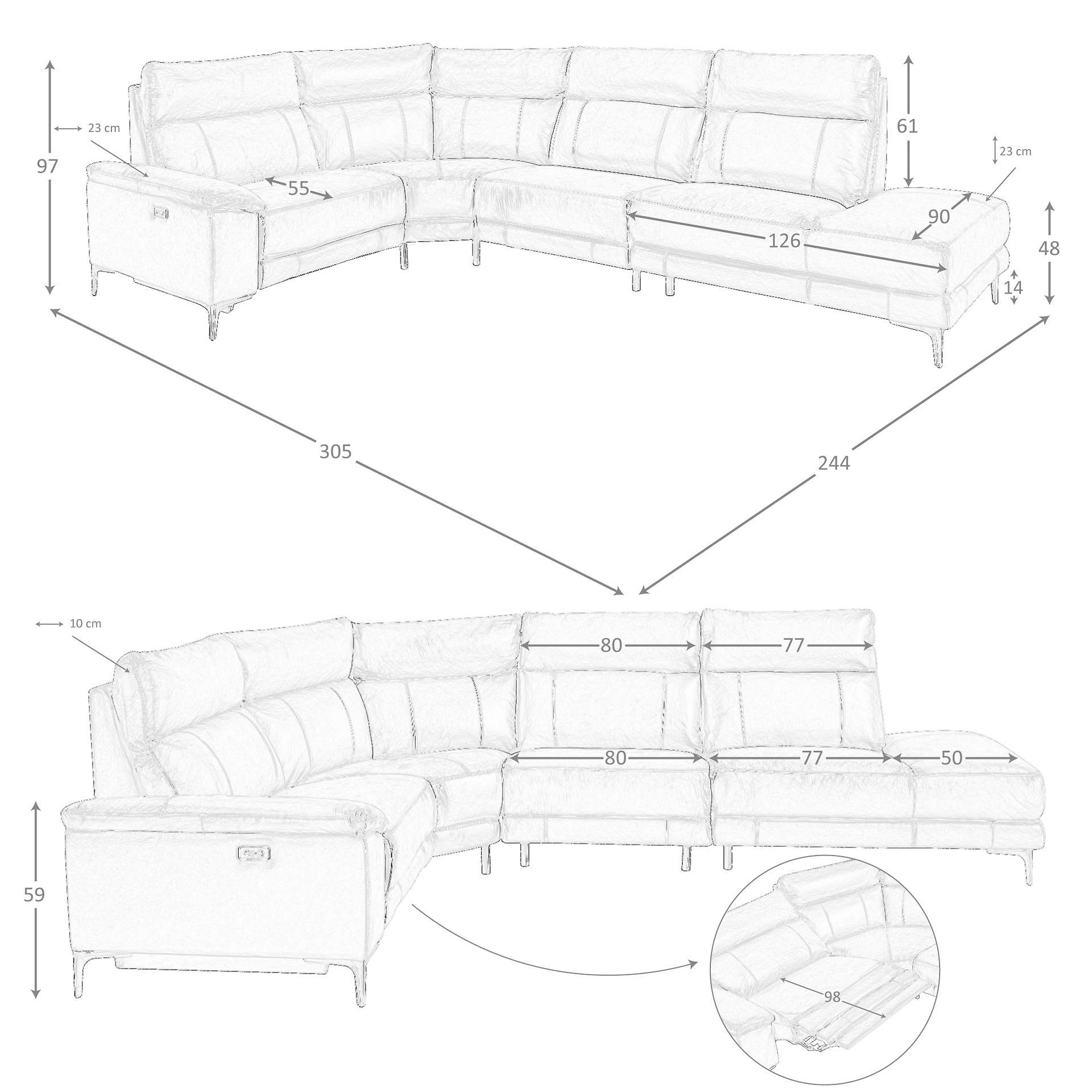 Sofa Récamiere Rechts Leder Tabakbraun 8
