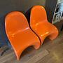 2x Vintage Panton Chair Orange 1970er Jahre 0
