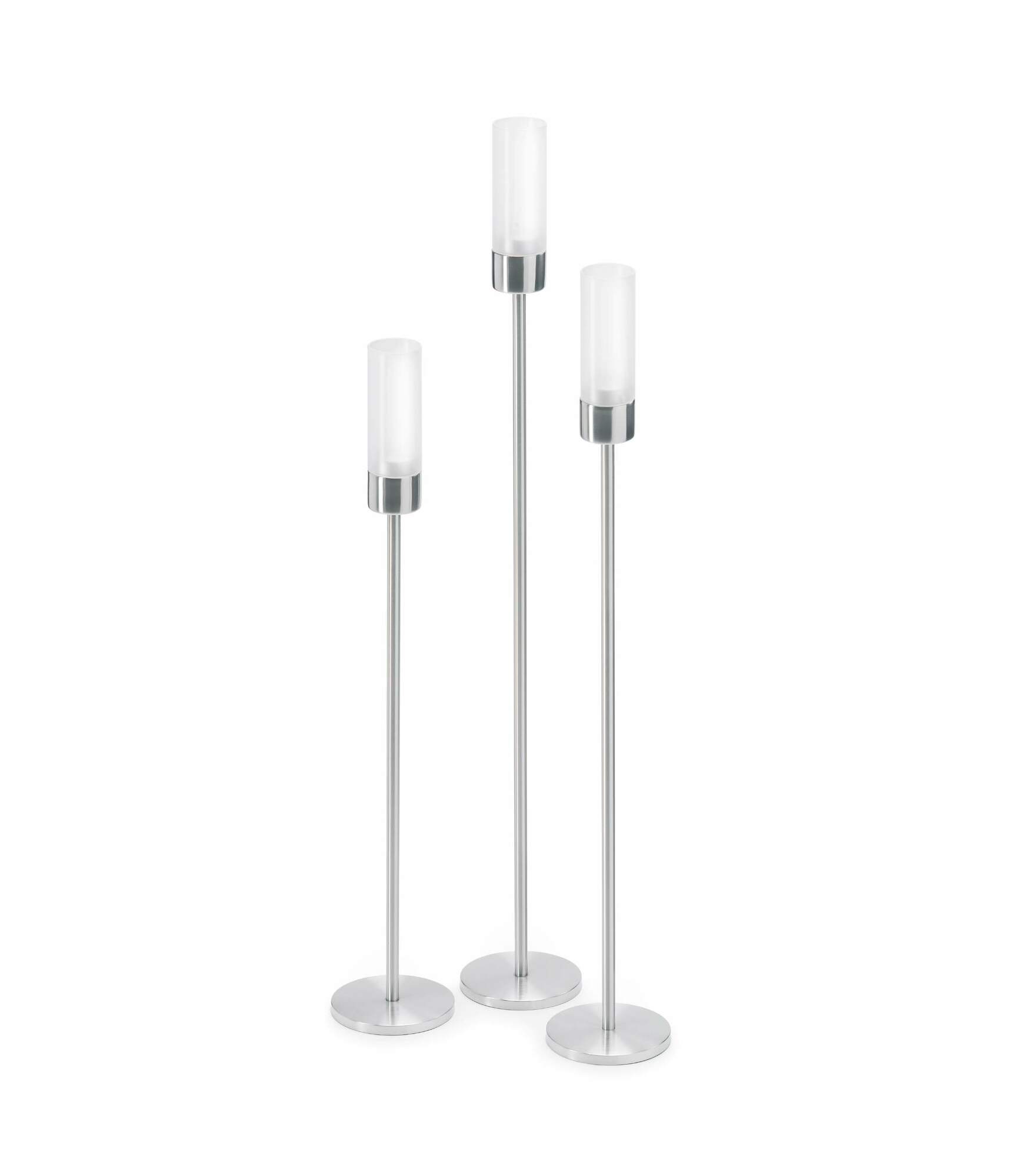 3x Windlicht Faro Edelstahl Matt Glas satiniert 0