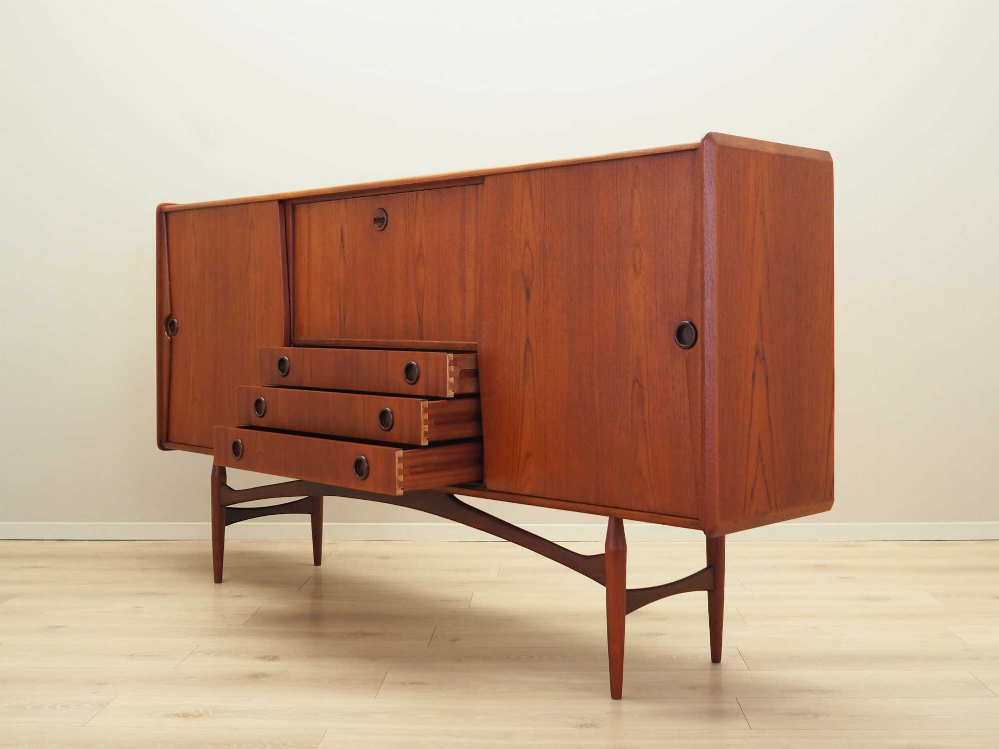 Vintage Sideboard Teakholz Braun 1970er Jahre 4