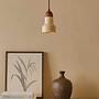 Swis Pendant Light Travertine Walnut Wood Brown 0