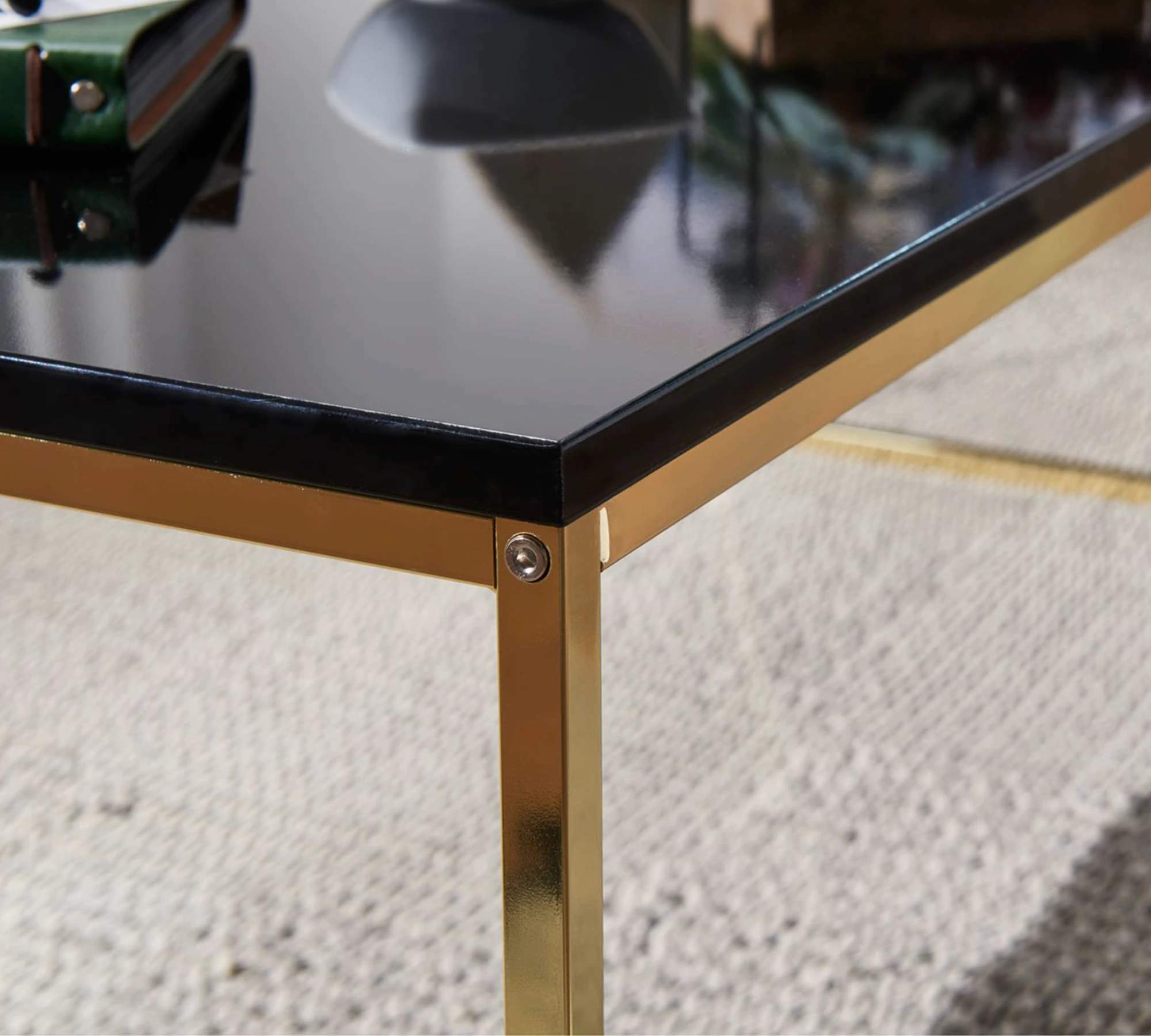 Couchtisch Holz Metall Schwarz Gold 4