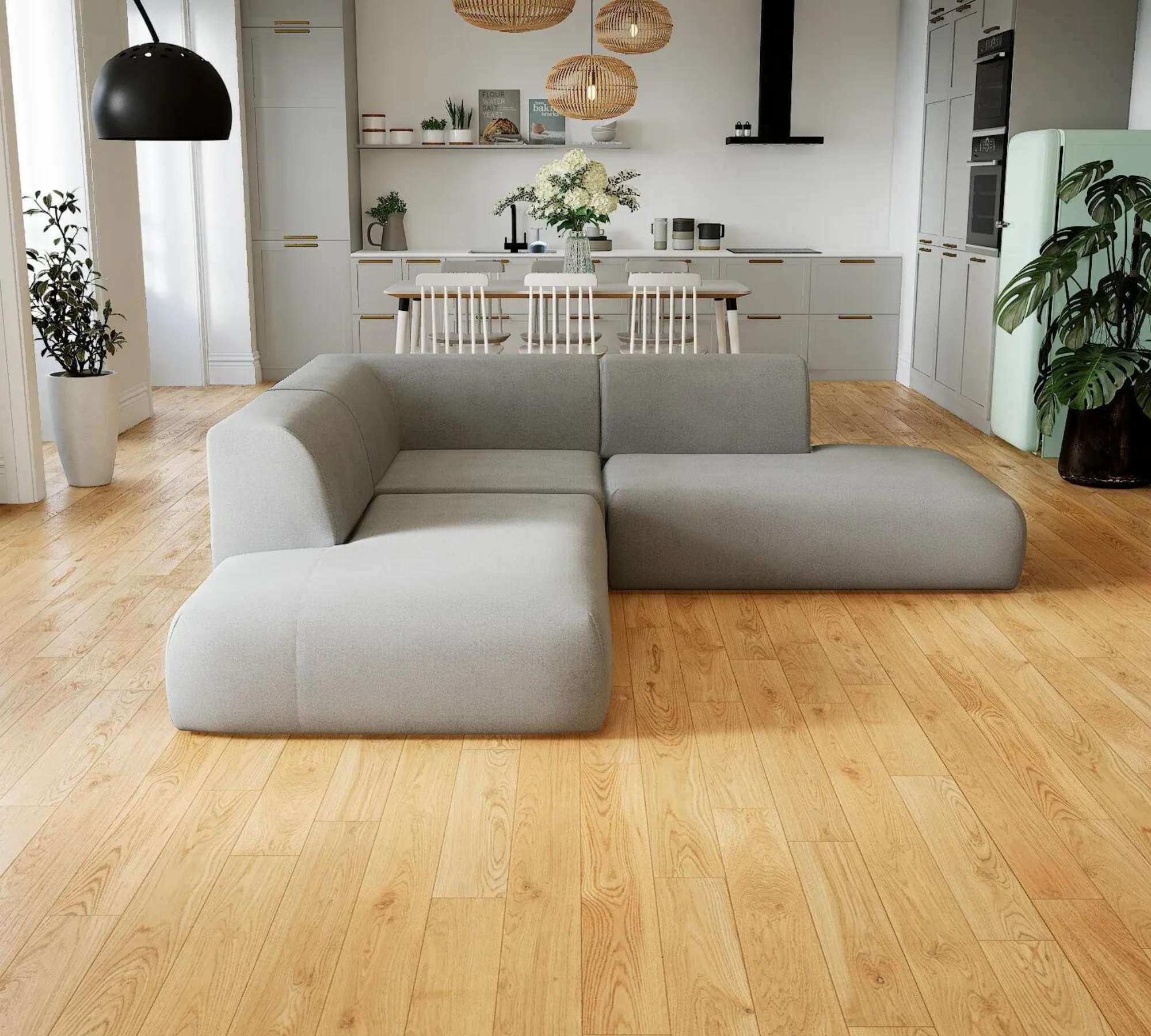 Pyllow Ecksofa Webstoff Sandgrau 0