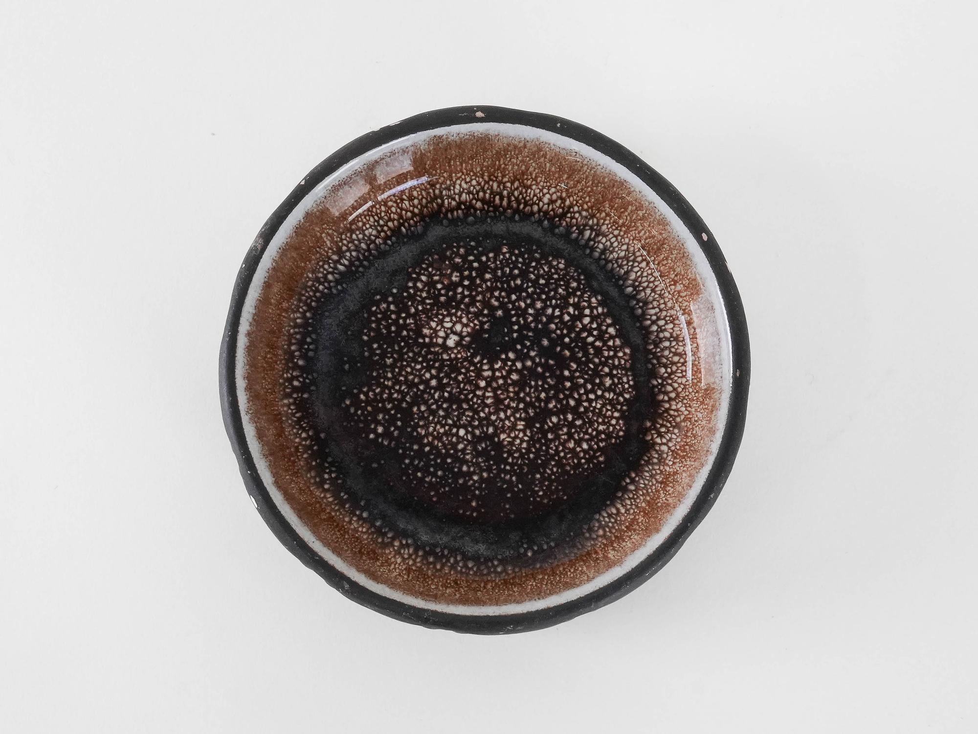 Ceramic bowl Brown White 1960s 3