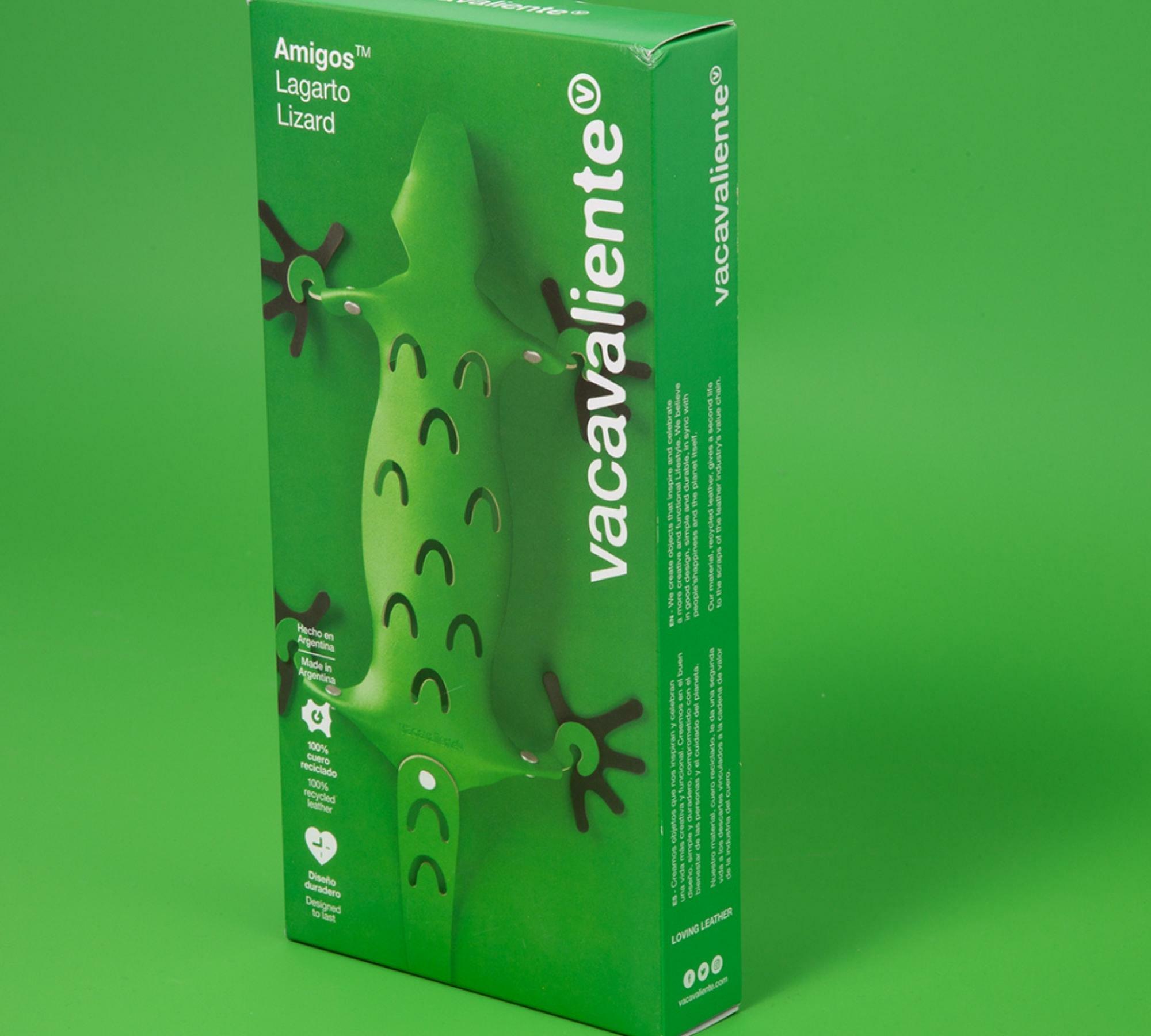 Eidechse Notizhalter Magnet aus 100% Recyceltem Leder Grün 3