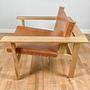 B_002 Lounge Sessel Holz Leder Braun 2