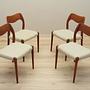Teak wood chair set 4-piece 1960s, Designer:  4