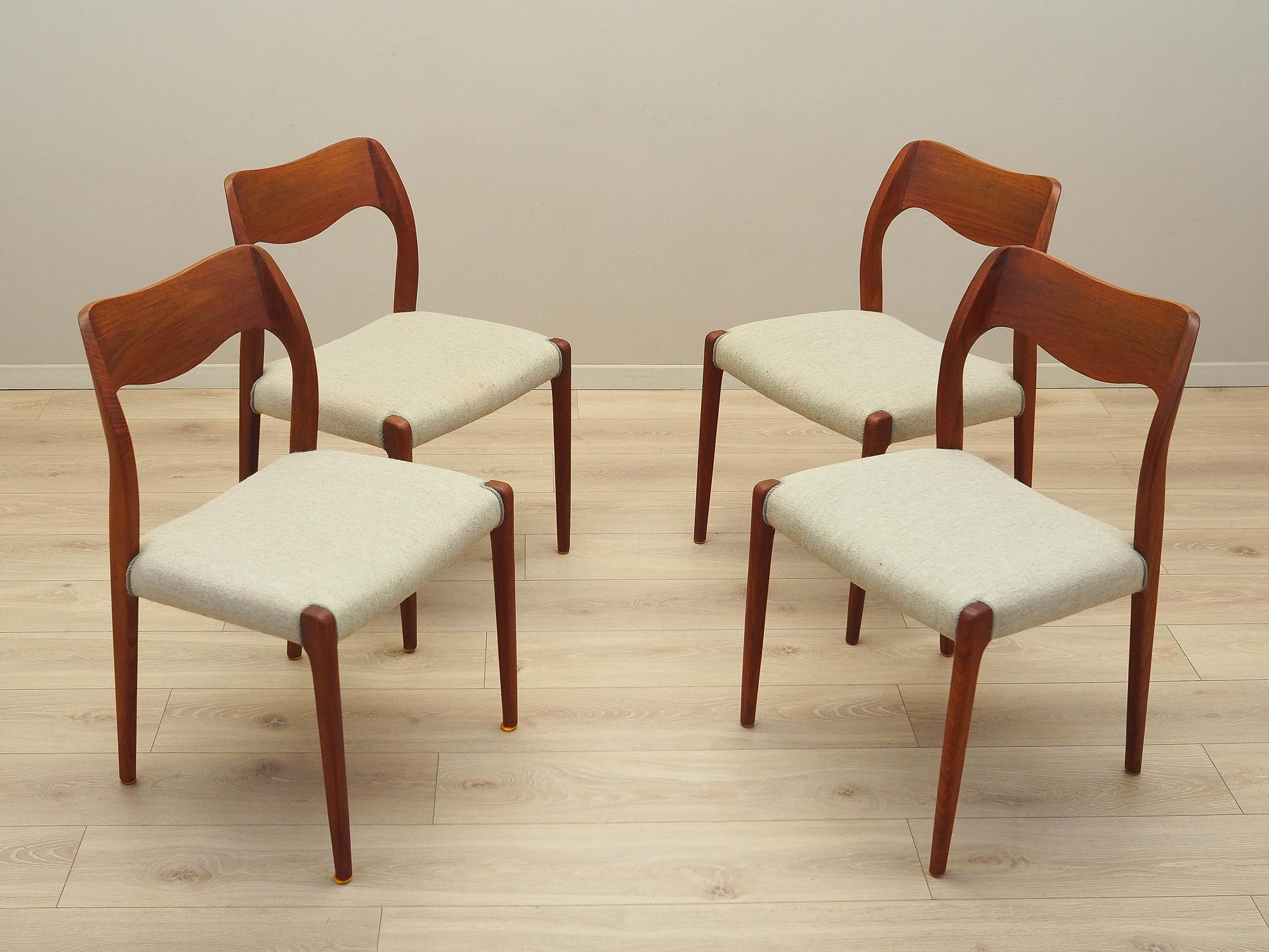 Teak wood chair set 4-piece 1960s, Designer:  4