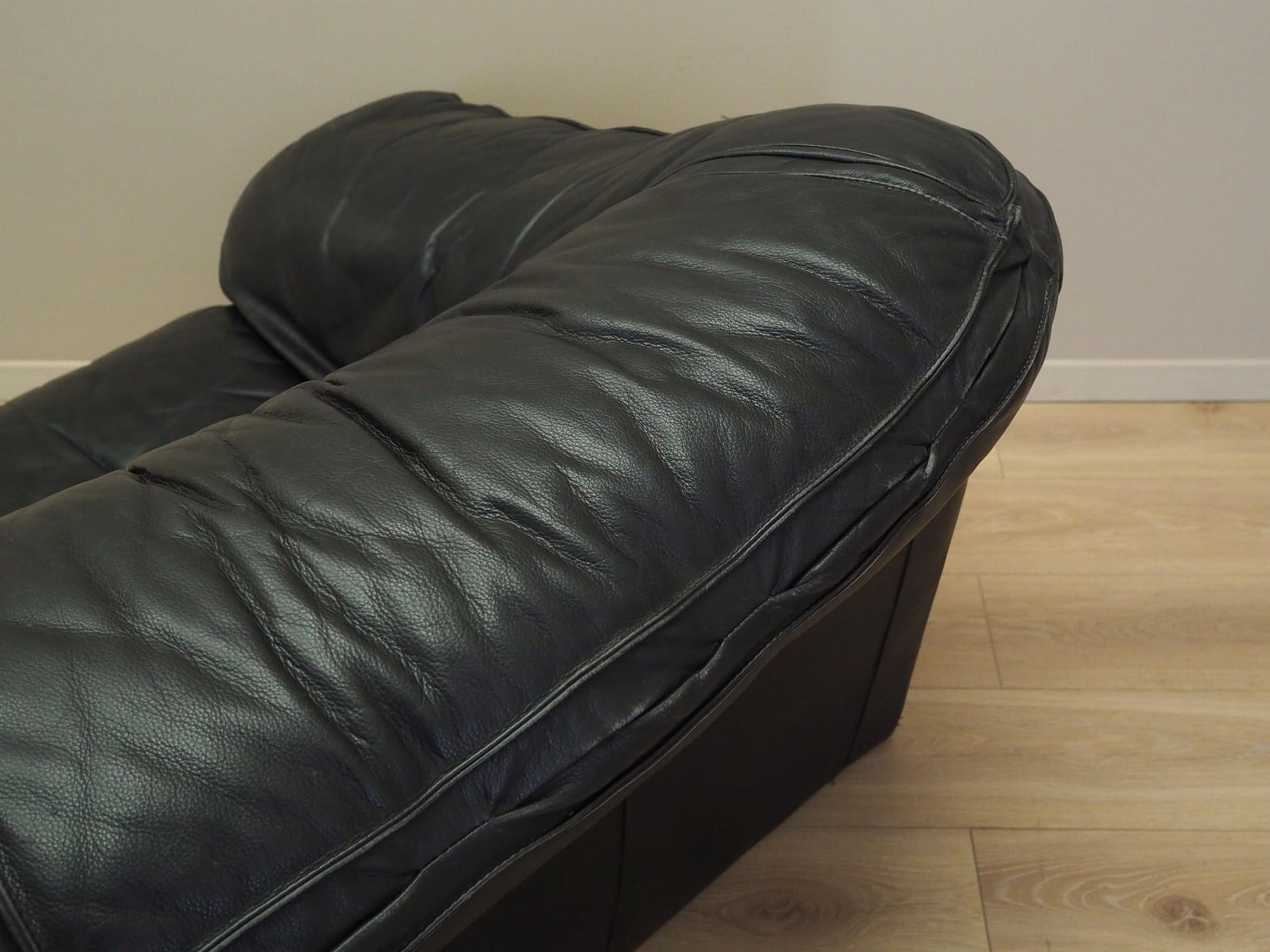 3-Sitzer Sofa Leder Schwarz 1960er Jahre 10