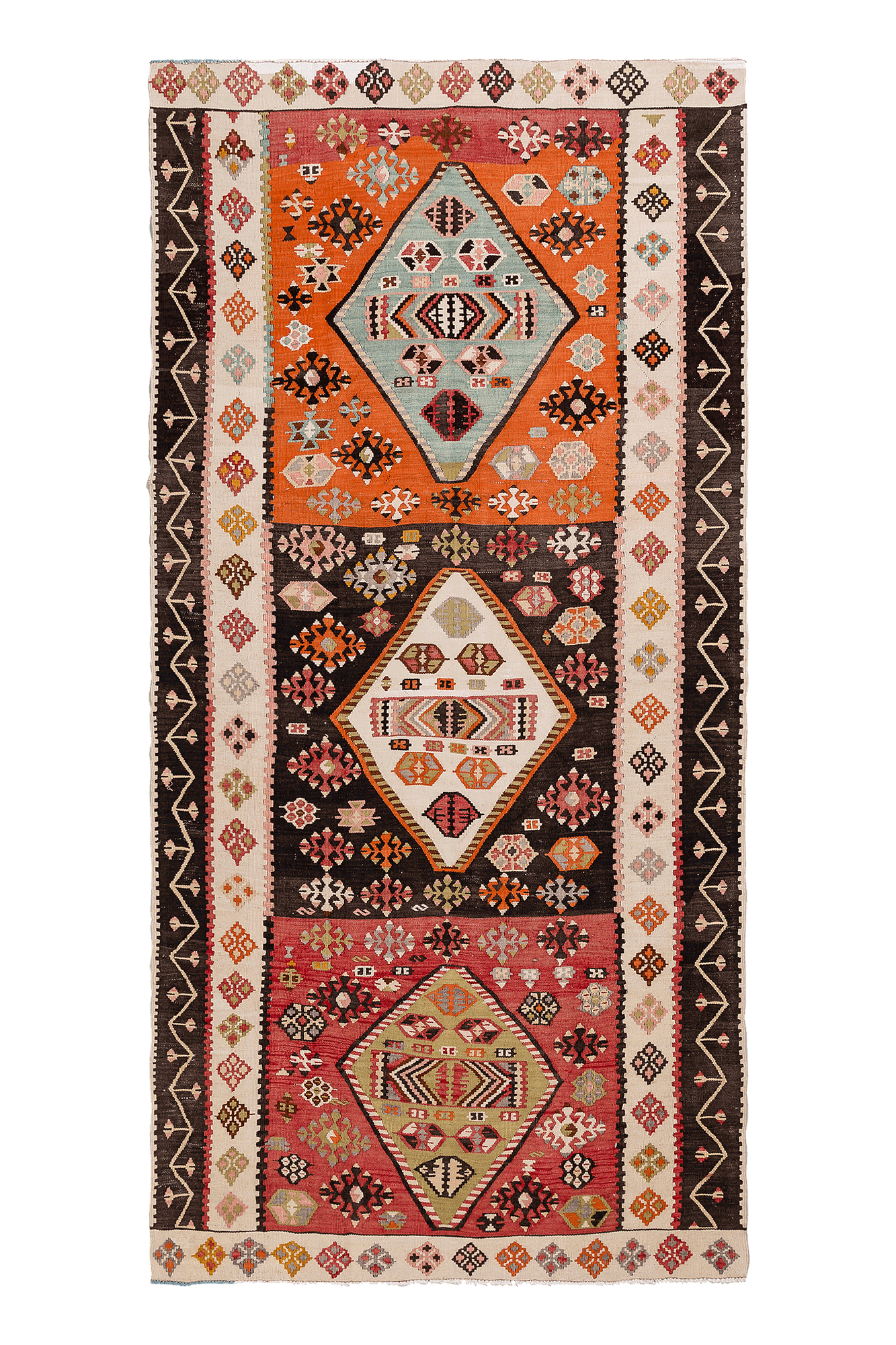 Vintage Kilim Teppich Wolle Mehrfarbig 0