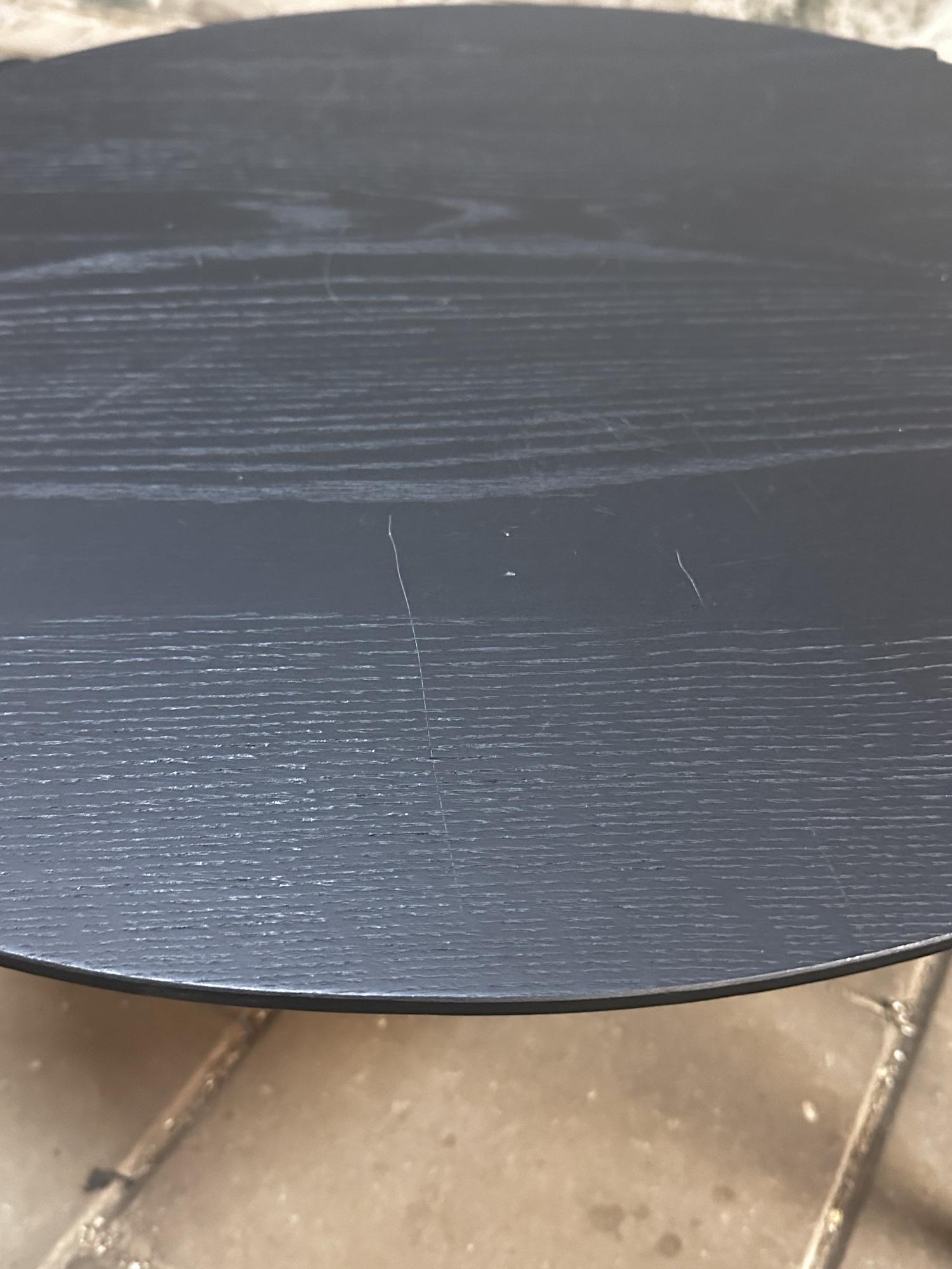 Schild 2x Couchtisch-Set Eichenholz Metall Ø70cm Ø50cm 3