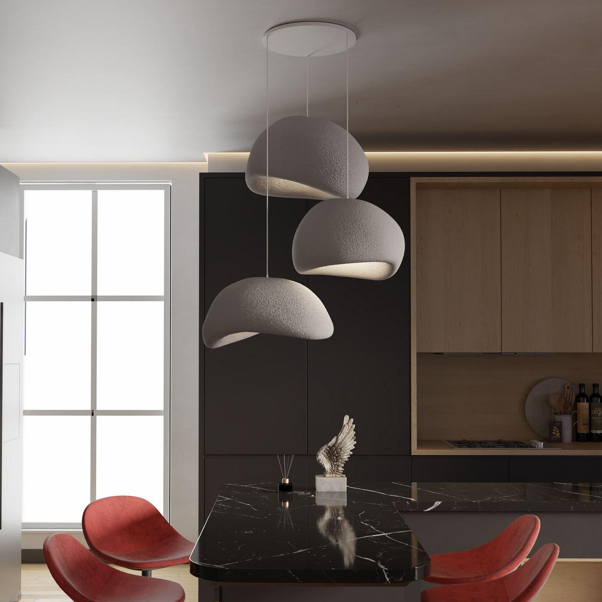 3-Flammig Wabi Sabi Shibumi Orbs Pendelleuchte Beton Grau 0