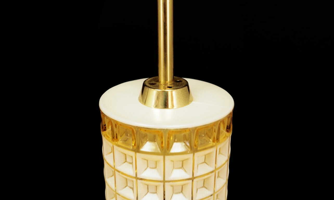 Vintage Chandelier Glass Gold White 1970s 4