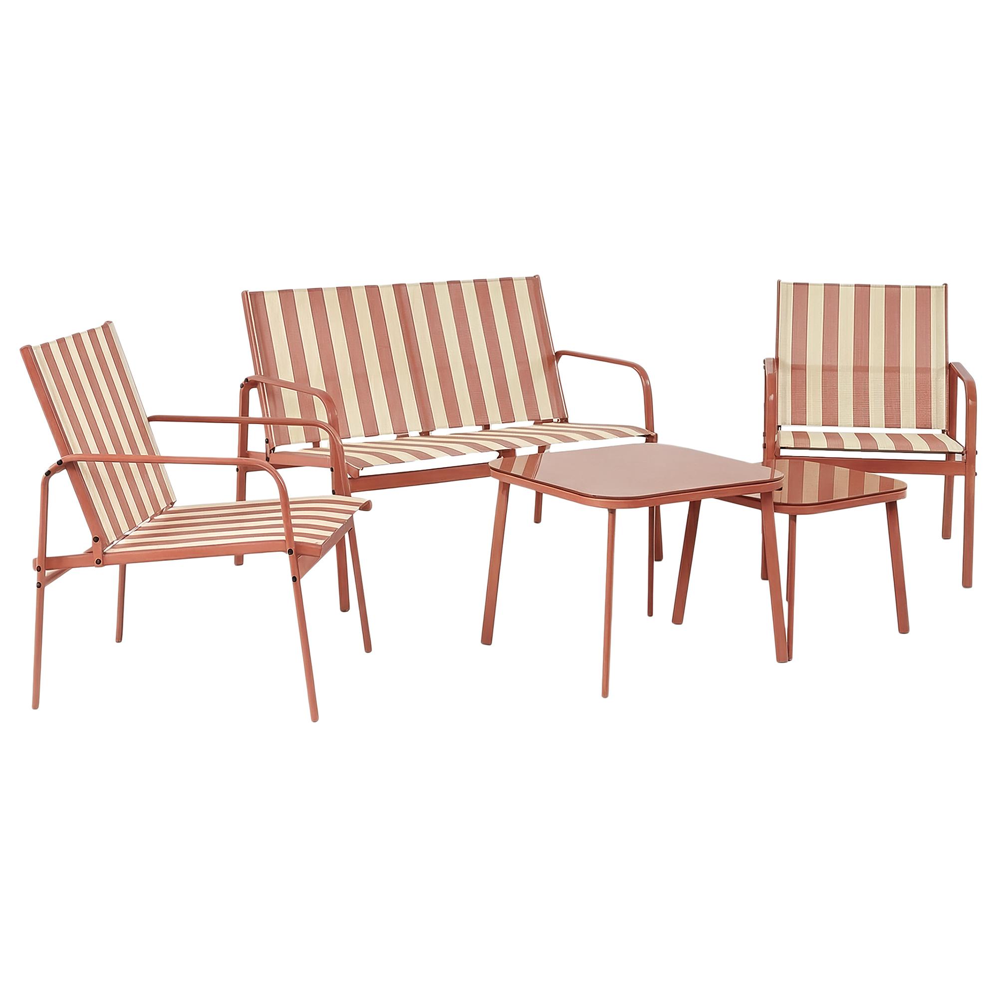 Outdoor Lounge Group Vinoa Set of 5 Steel Red White 4