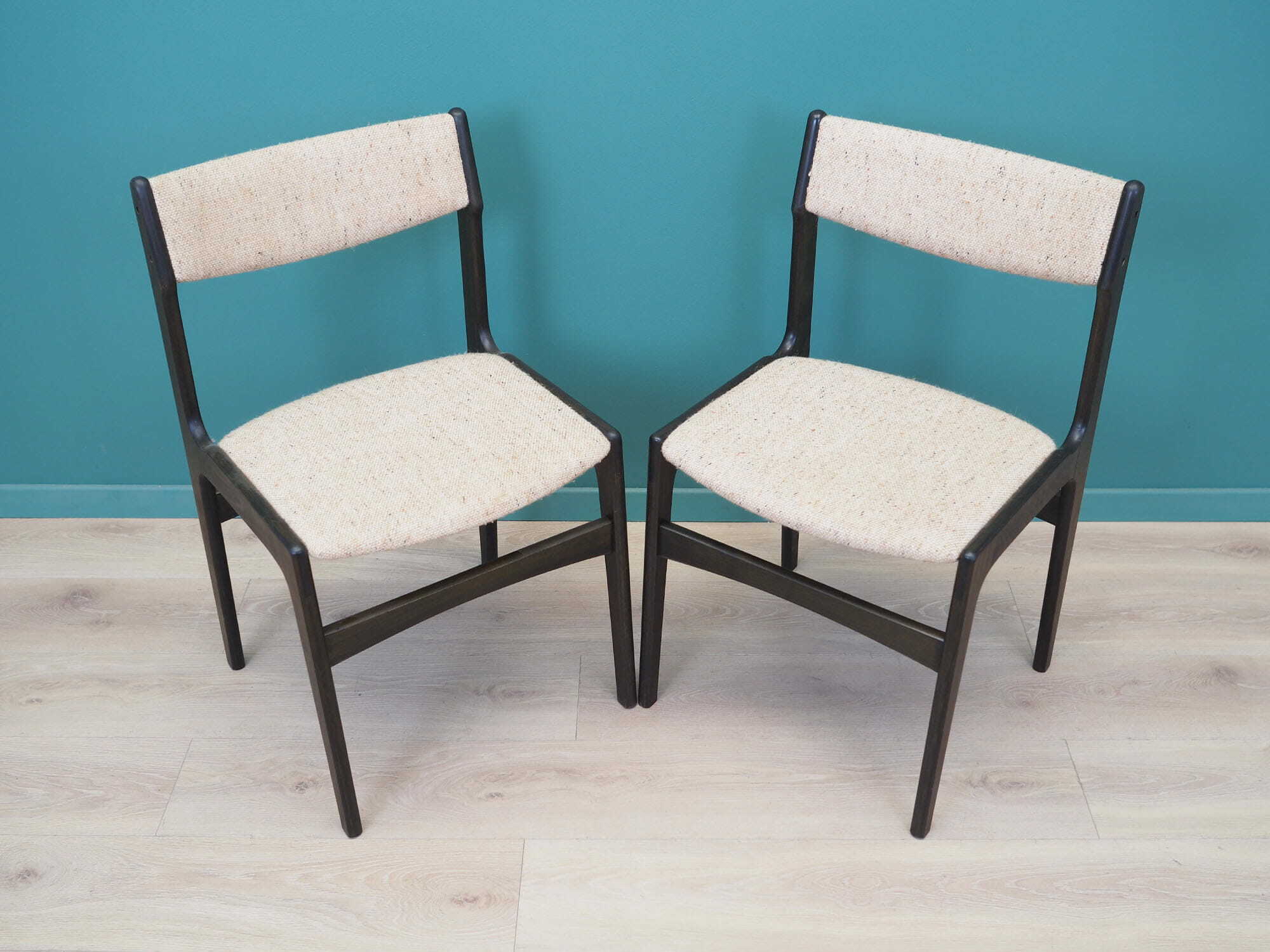 2x Vintage Stuhl Eichenholz Beige 1970er Jahre 1
