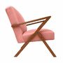 Retrostar 2er Sofa Velvet Line Nussbaum Beizung Rosa 3