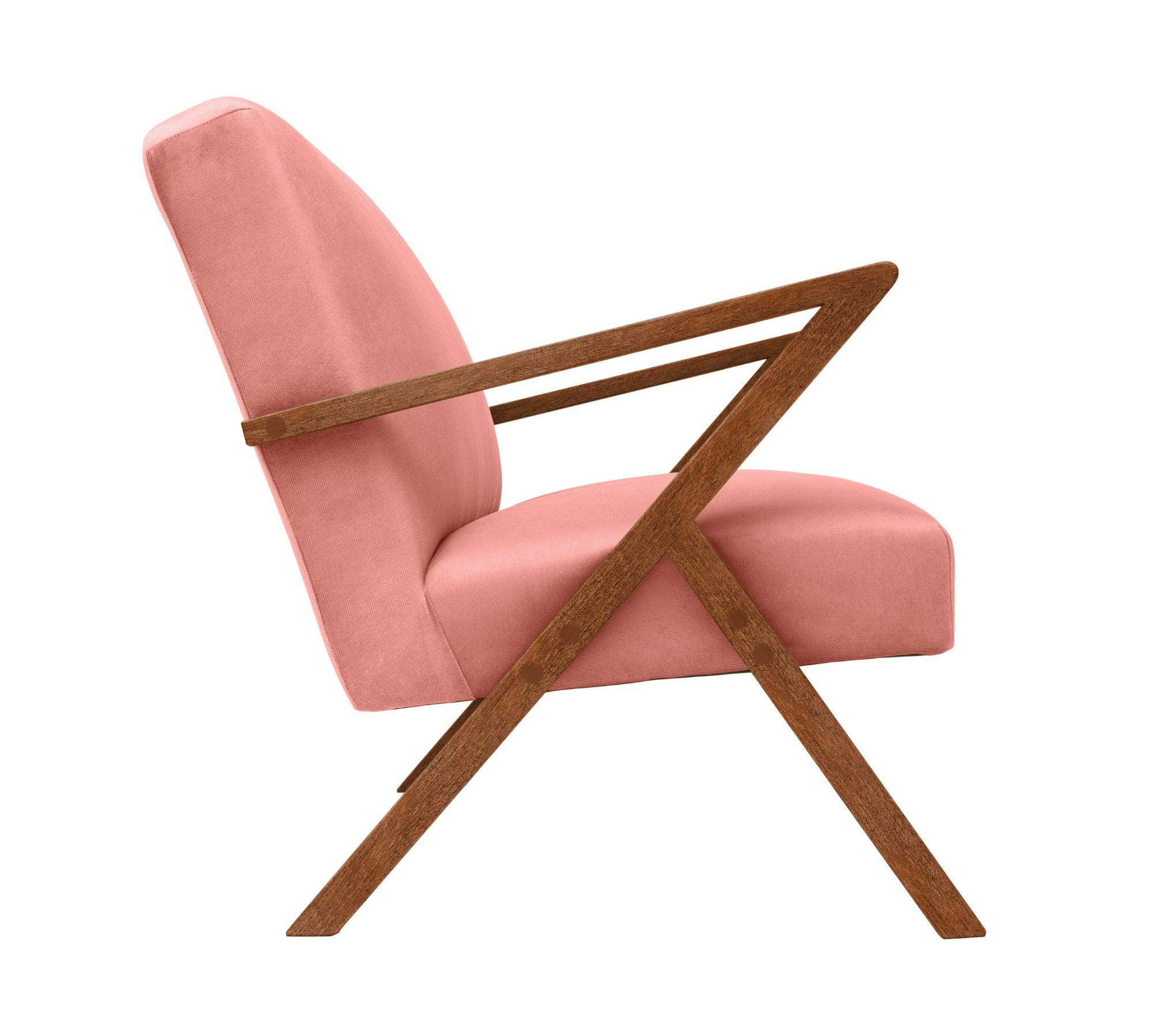 Retrostar 2er Sofa Velvet Line Nussbaum Beizung Rosa 3
