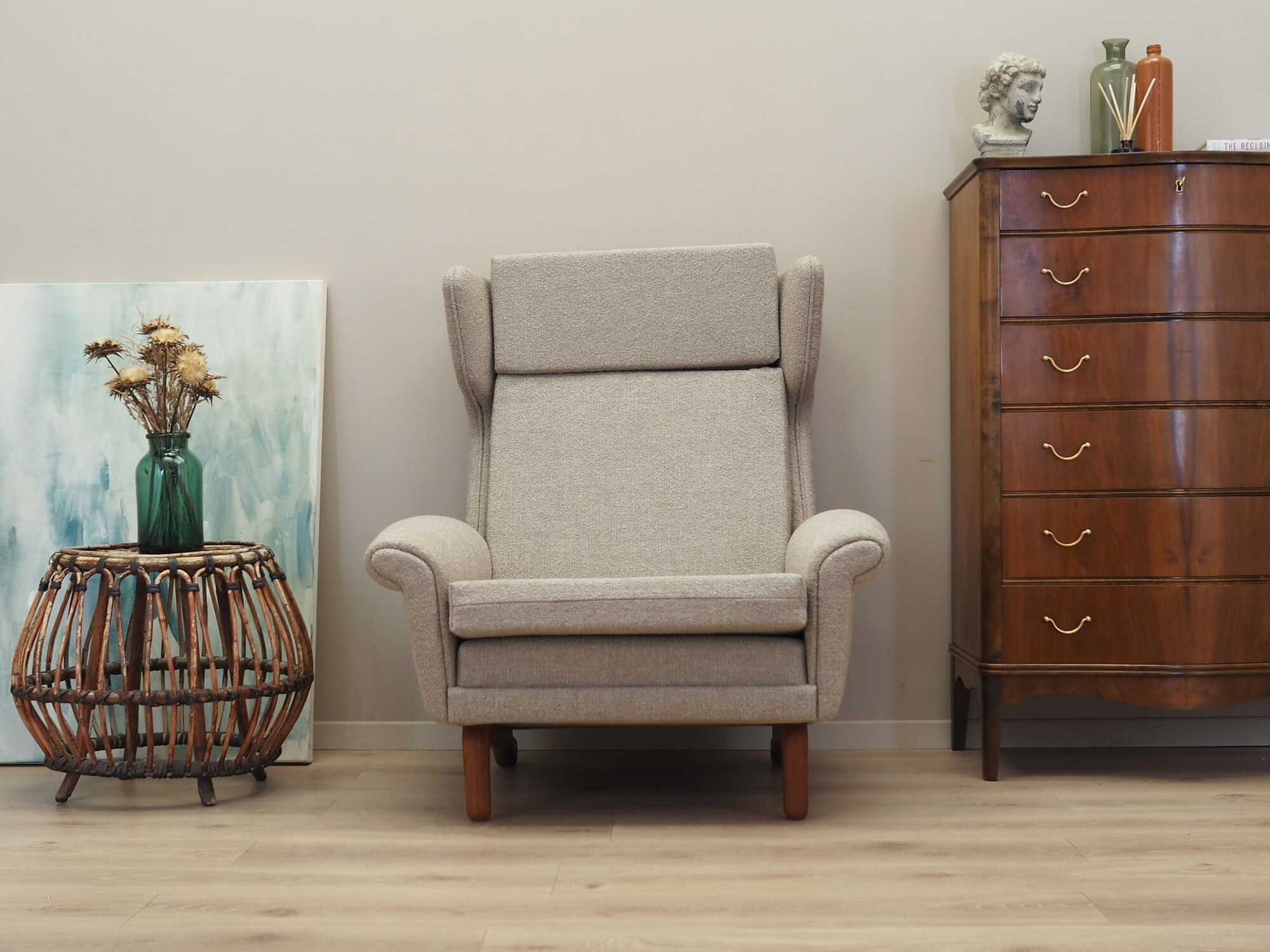 Vintage armchair Teak textile grey 1960s 1