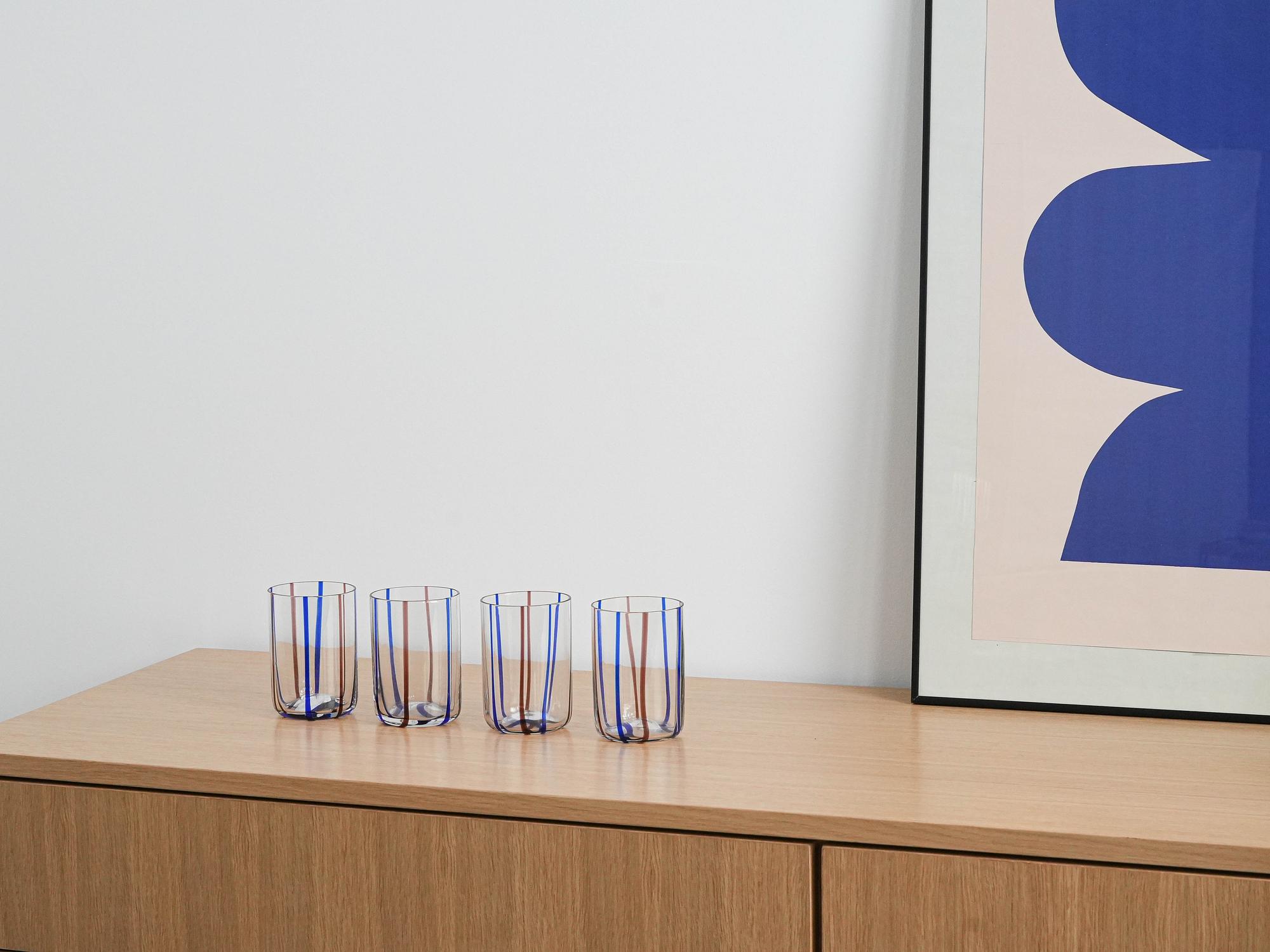 Glasses Set of 4 Multicolored 1970s 1