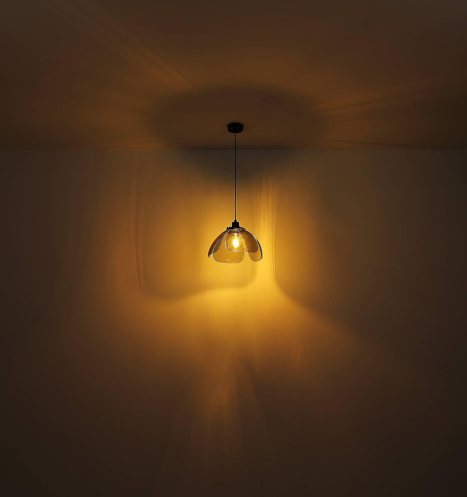 1-Flammig Pendelleuchte Dawar Farbglas Eisen 3