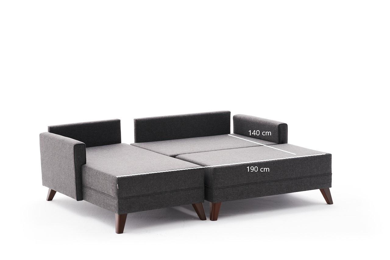 Bella Sofa Récamiere Links mit Hocker Anthrazit 8