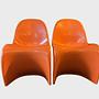 2x Vintage Panton Chair Orange 1970er Jahre 1