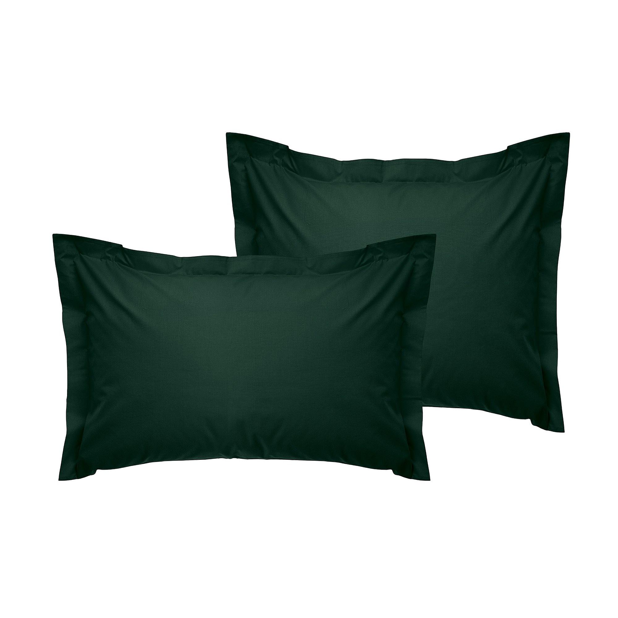 2x Pillowcase Ranforce Cotton Dark Green 0