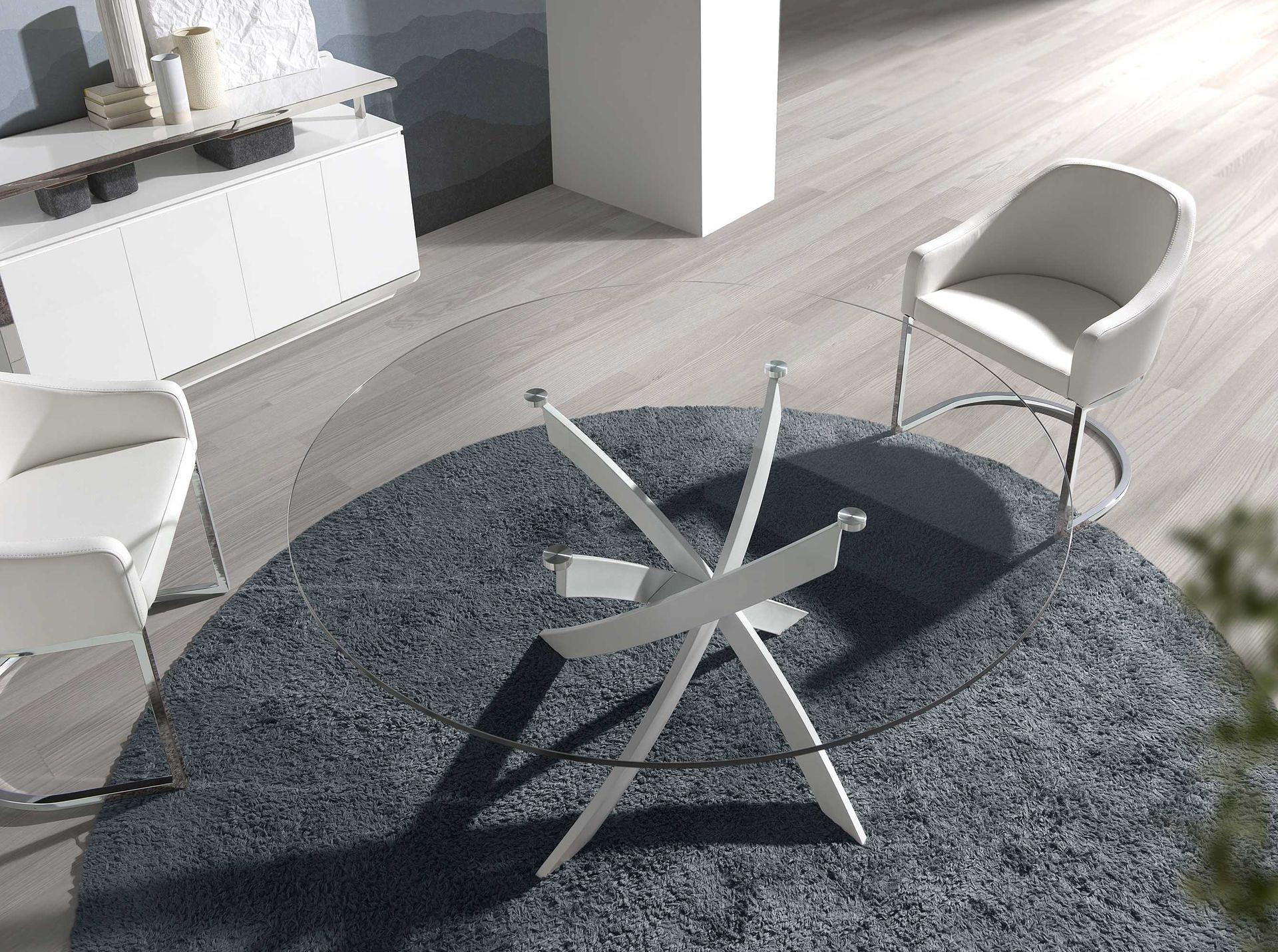 Round dining table Glass White steel White Ø 100cm 3