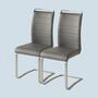 2x Freischwinger Flachrohrgestell Lederimitat Grau 0