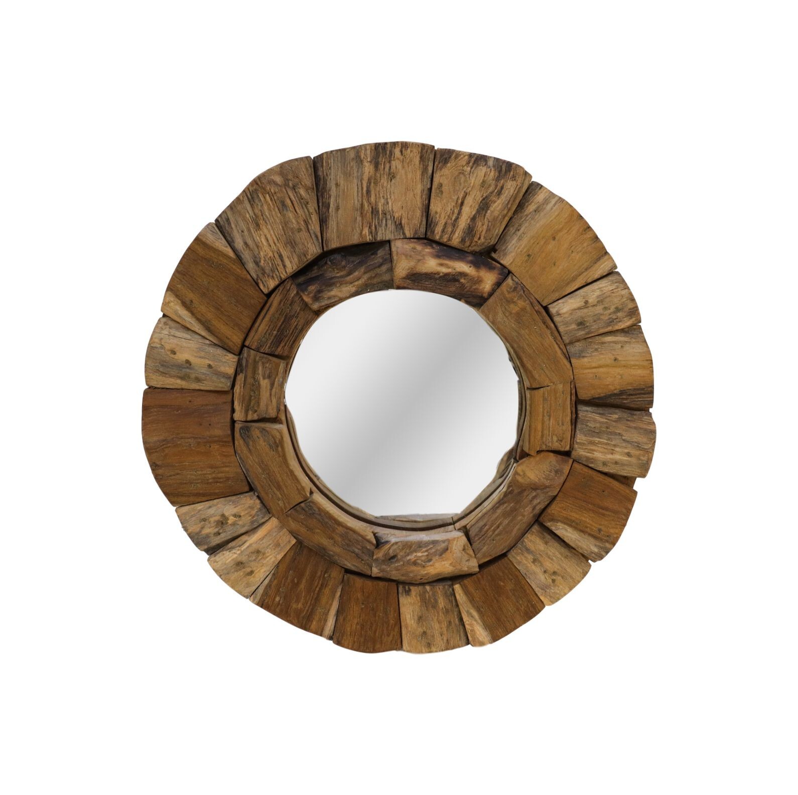 Spiegel Rund Glas Holz Natur 0