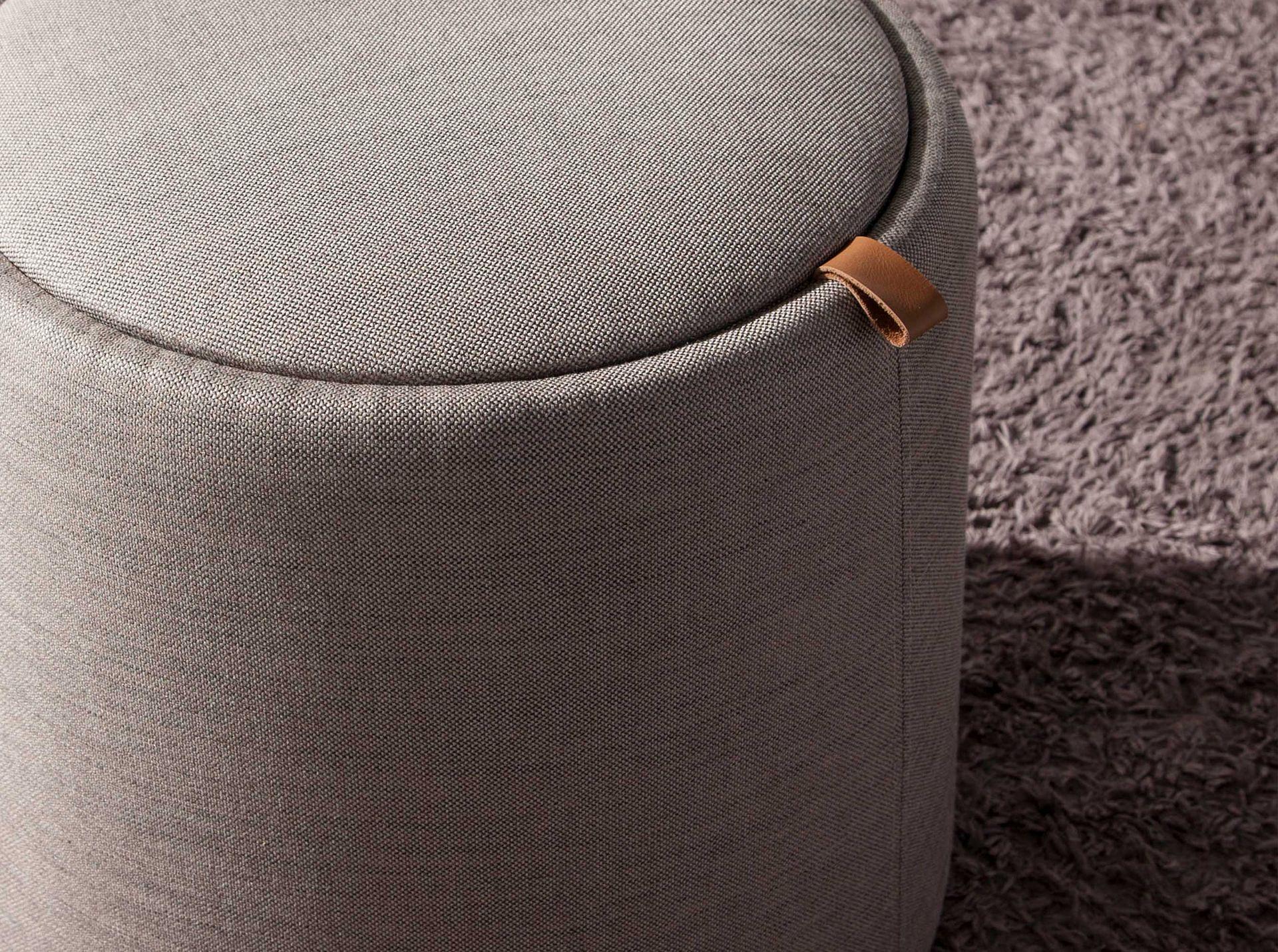 Pouf mit integriertem Stauraum Grau Ø 44cm 5
