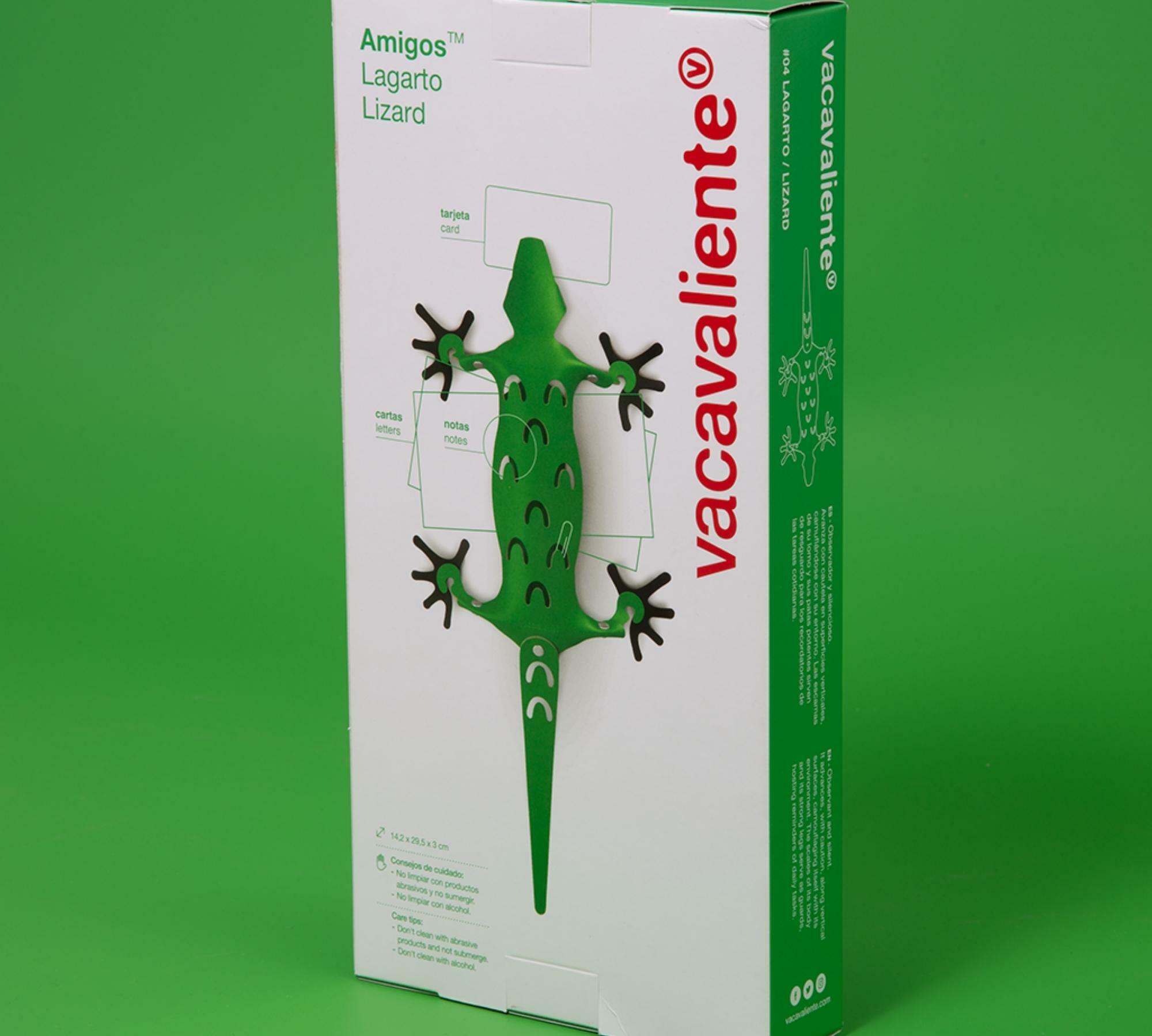 Eidechse Notizhalter Magnet aus 100% Recyceltem Leder Grün 4