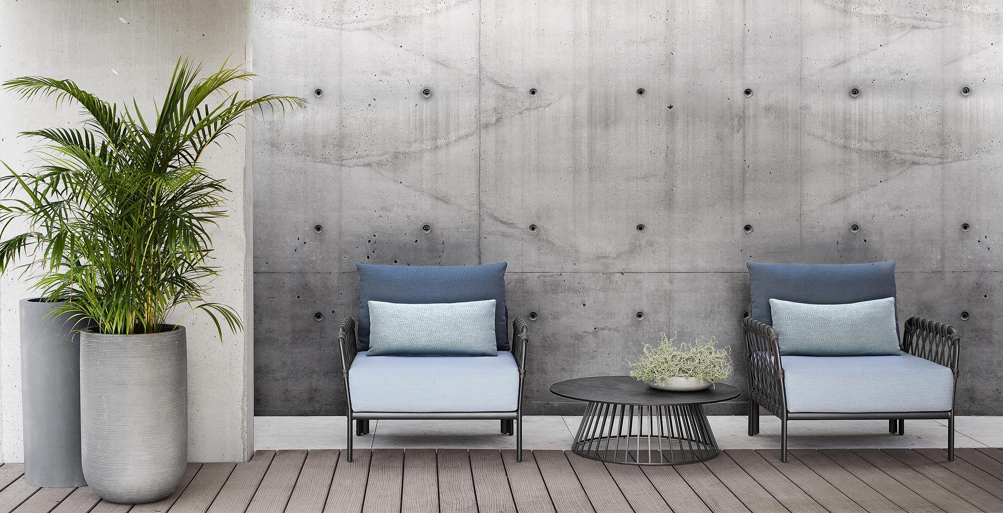2x Caro Garten Loungesessel Blau 1