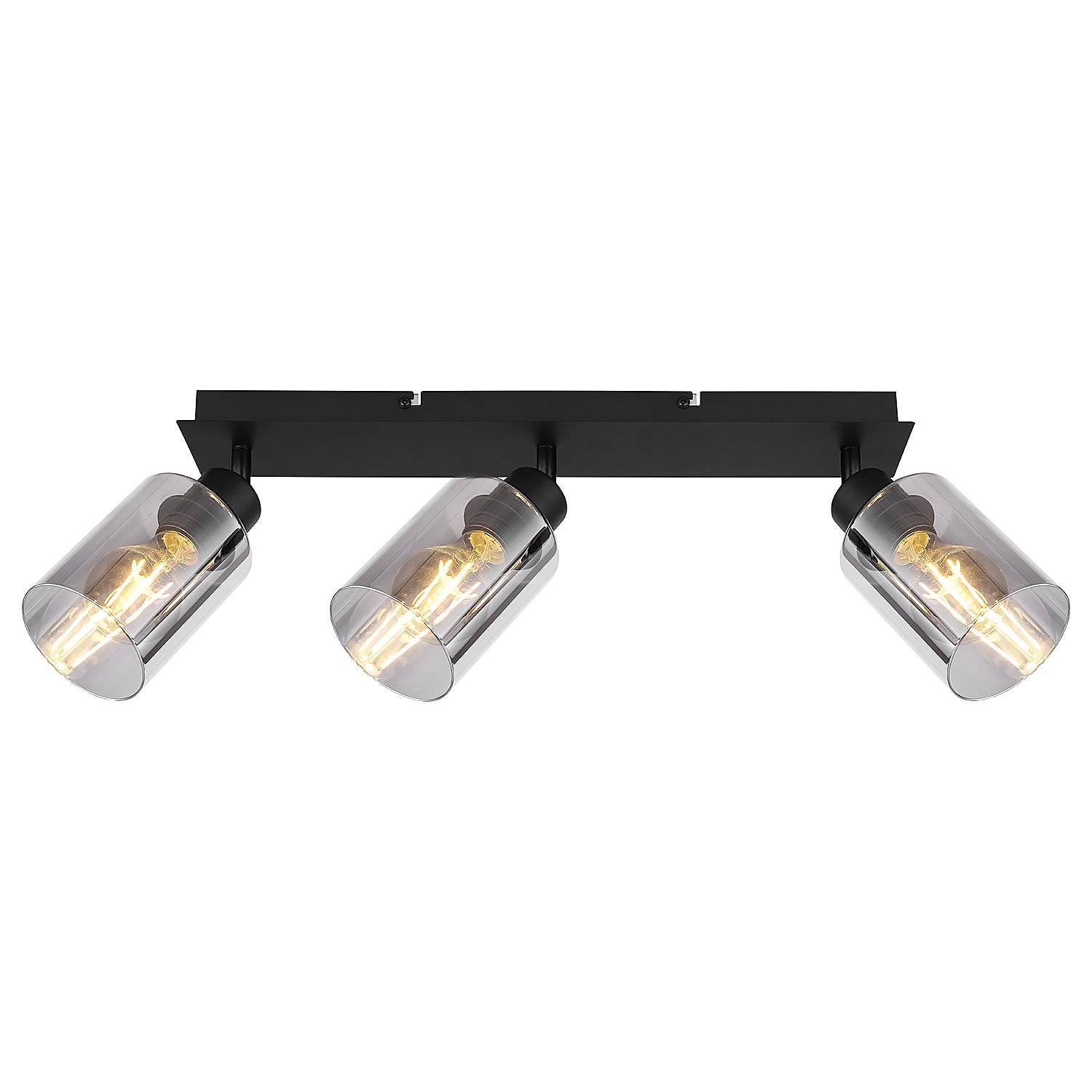 3-Flammig Hadera Deckenstrahler Farbglas Eisen 2