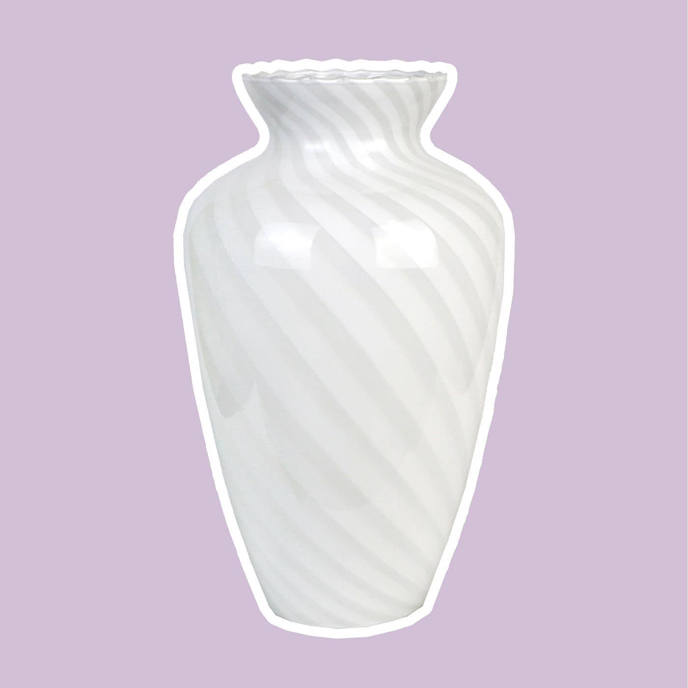 Vintage Swirl Vase Muranoglas Weiß 1950er Jahre 0