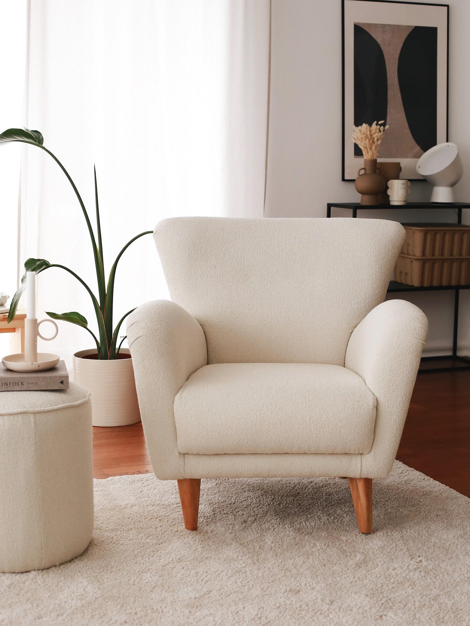 Teddy Armchair Textile White 1
