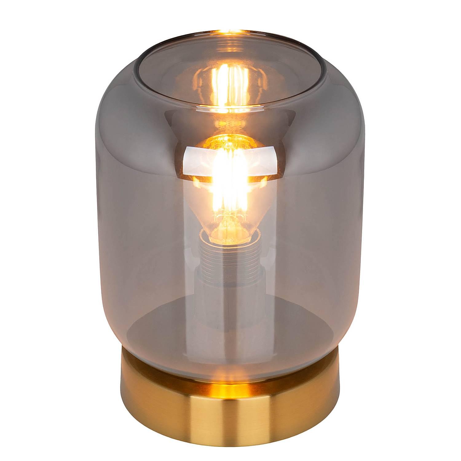 Alessio Tischleuchte mit Sockel Rauchglas Stahl 1-flammig 0