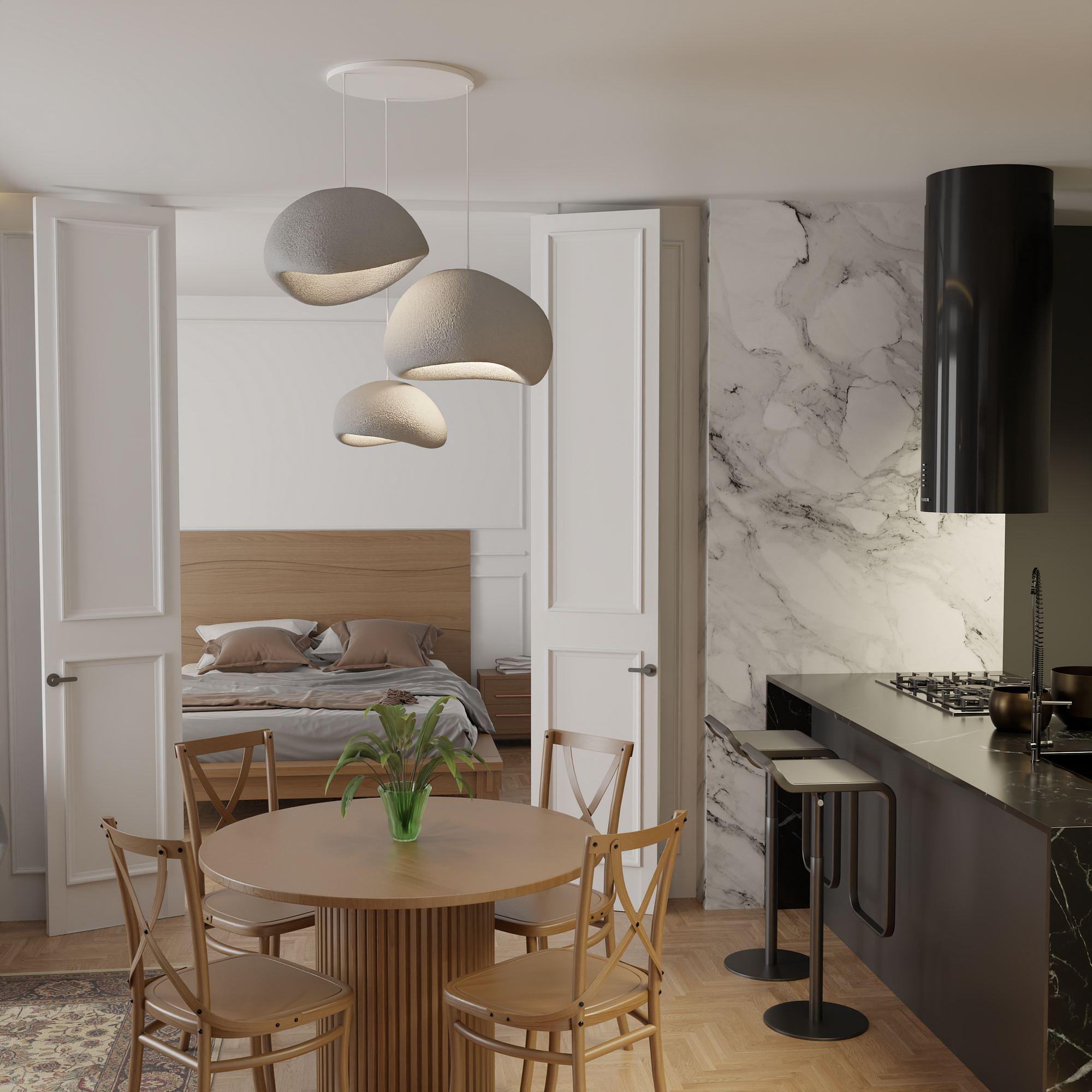 3-Flammig Wabi Sabi Mossgreys Pendelleuchte Beton Grau 3